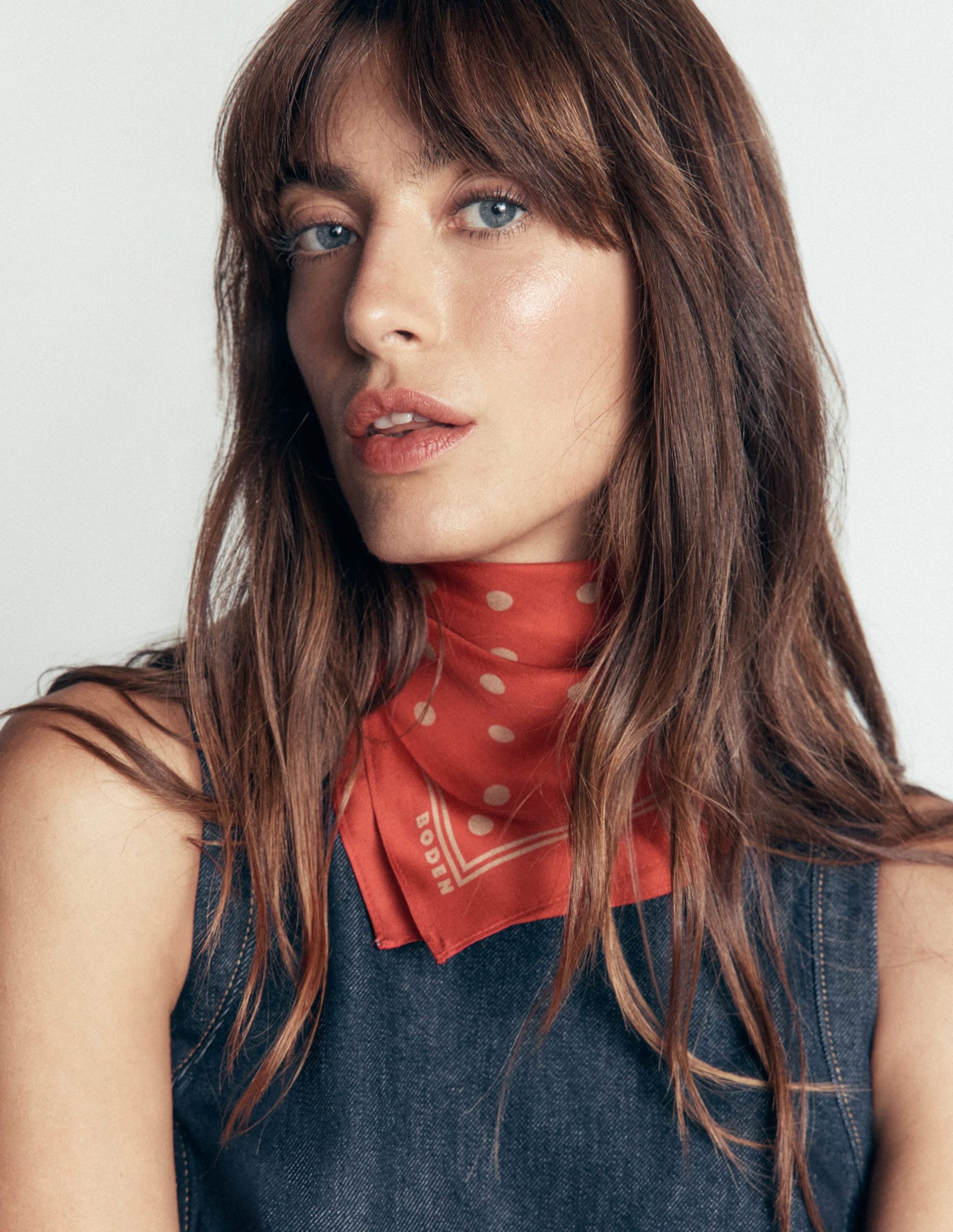 Elisabeth Silk Square Scarf-Red. Camel Spot - Image 2