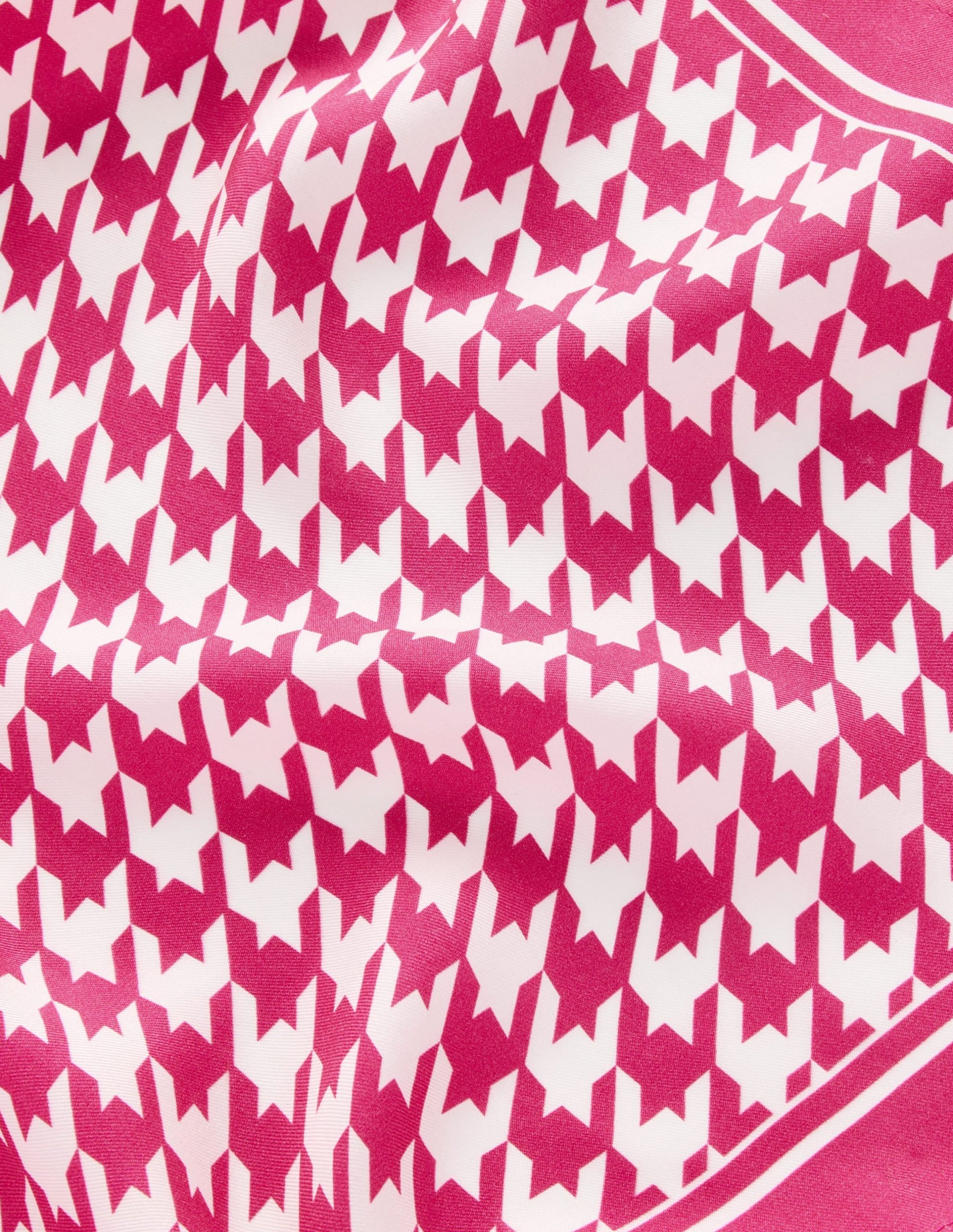 Elisabeth Silk Square Scarf-Pink Peony. Houndstooth - Image 4