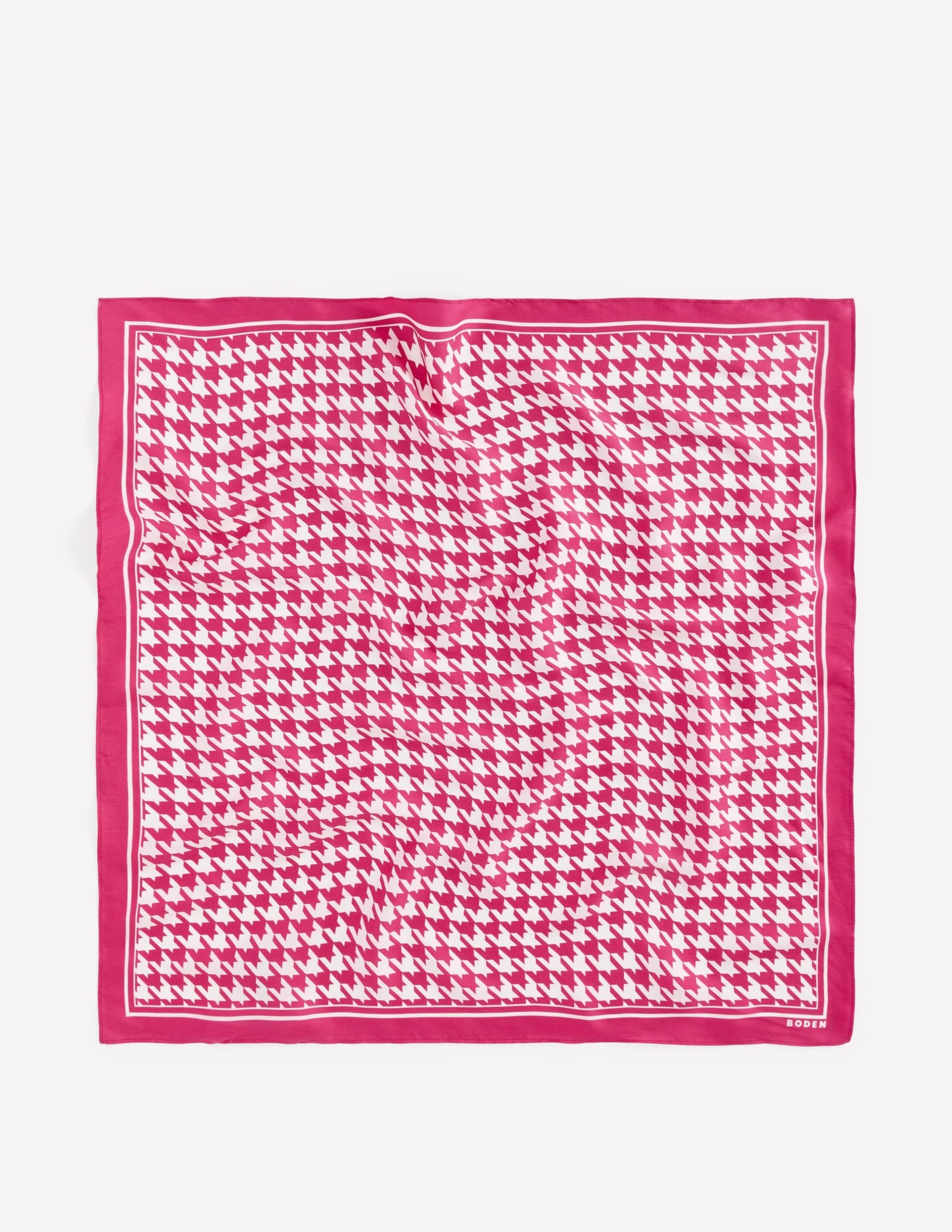 Elisabeth Silk Square Scarf-Pink Peony. Houndstooth - Image 5