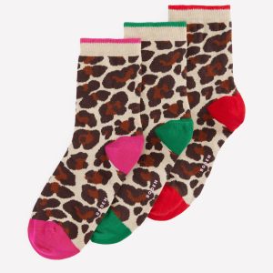 3 Pack Novelty Socks-Leopard Multi