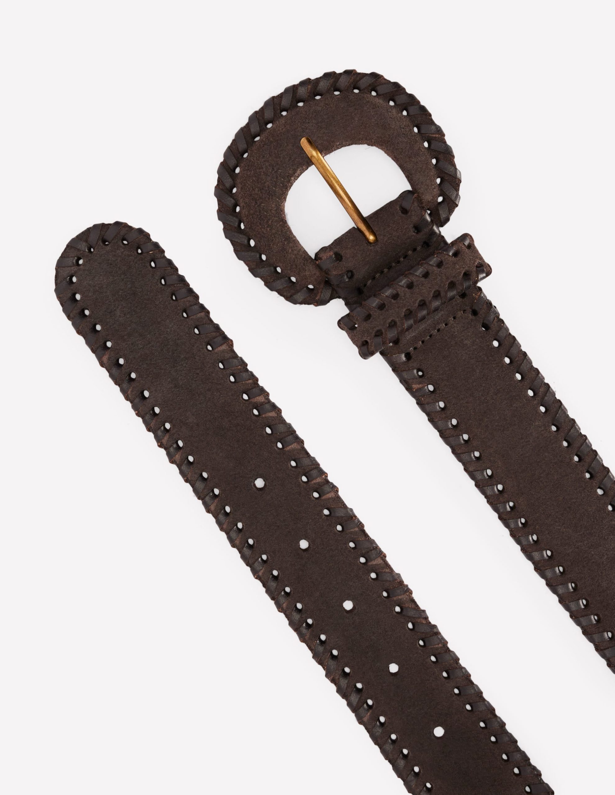 Covered Whipstitch Belt-Chocolate - Image 3