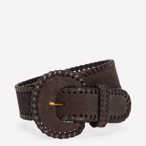 Covered Whipstitch Belt-Chocolate