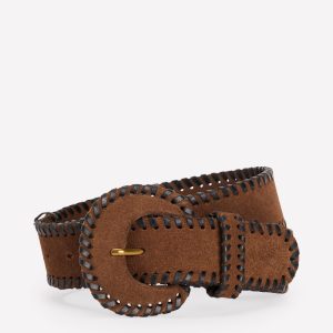 Covered Whipstitch Belt-Raw Umber/Black