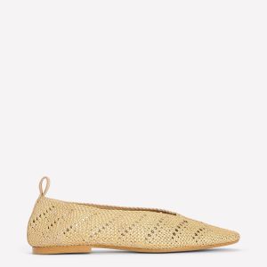Knitted Ballet Flats-Gold Metallic