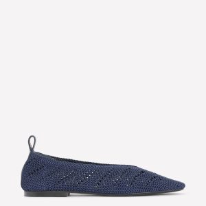 Knitted Ballet Flats-Navy