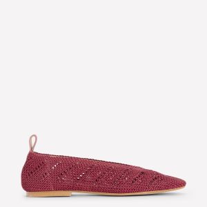 Knitted Ballet Flats-Oxblood