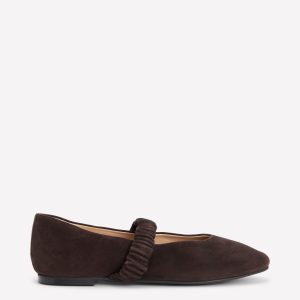 Camilla Ruched Ballet Flats-Bitter Chocolate
