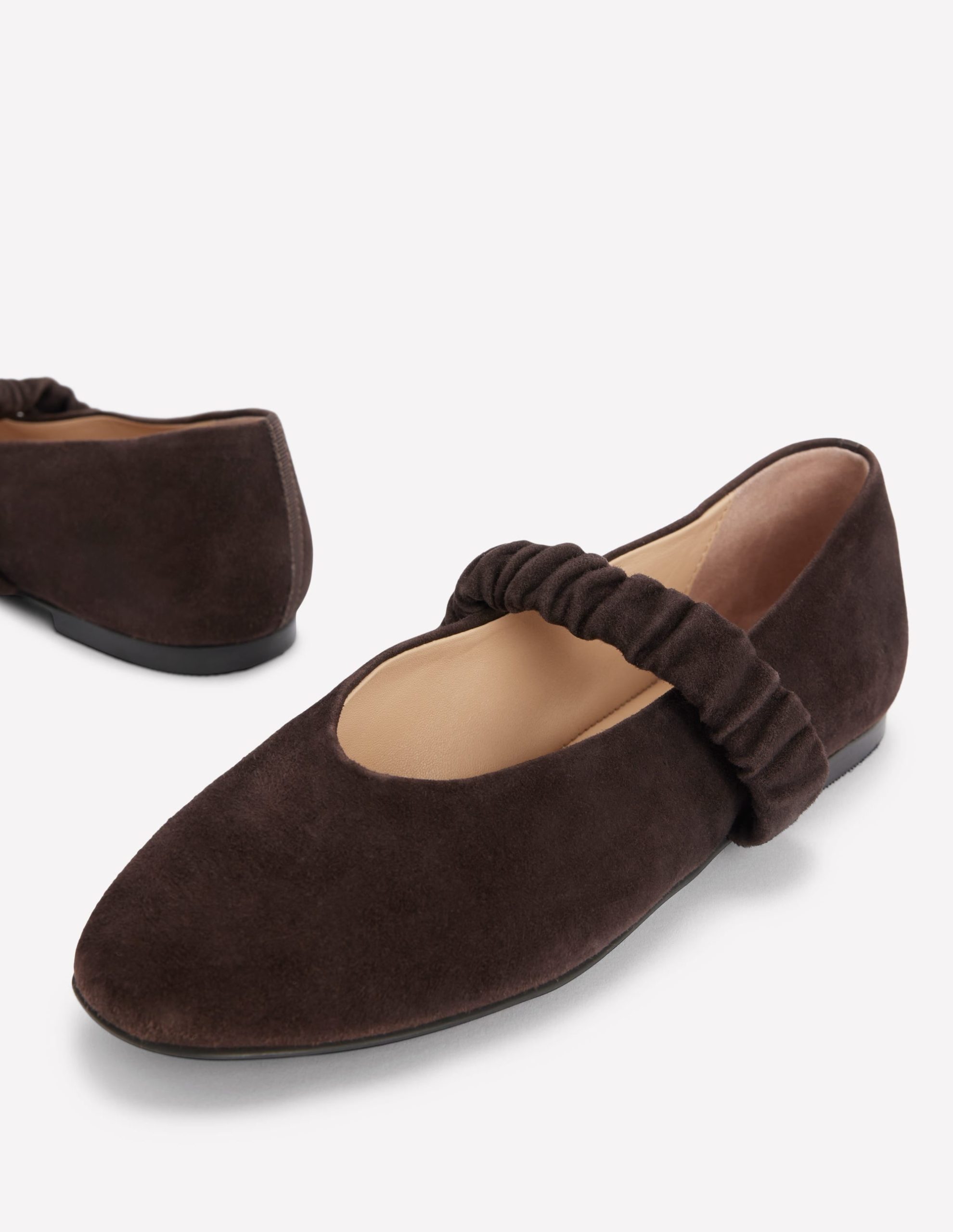 Camilla Ruched Ballet Flats-Bitter Chocolate - Image 4