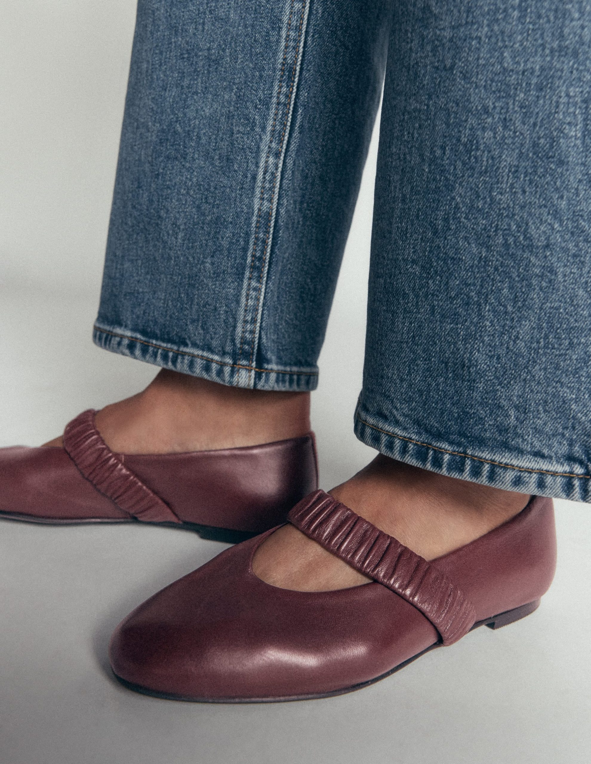 Camilla Ruched Ballet Flats-Oxblood - Image 2