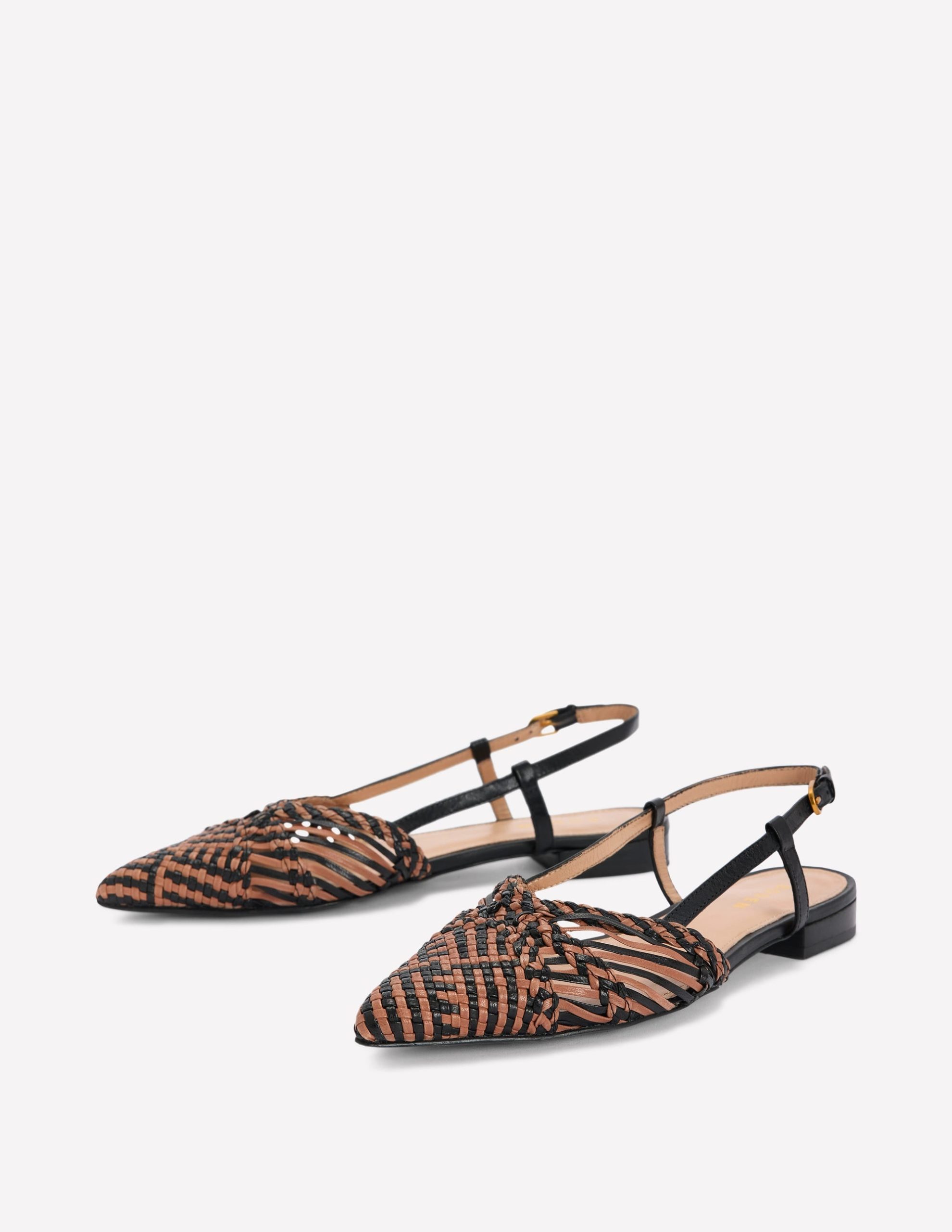 Woven Detail Pointed Flats-Black/ Neutral - Image 3