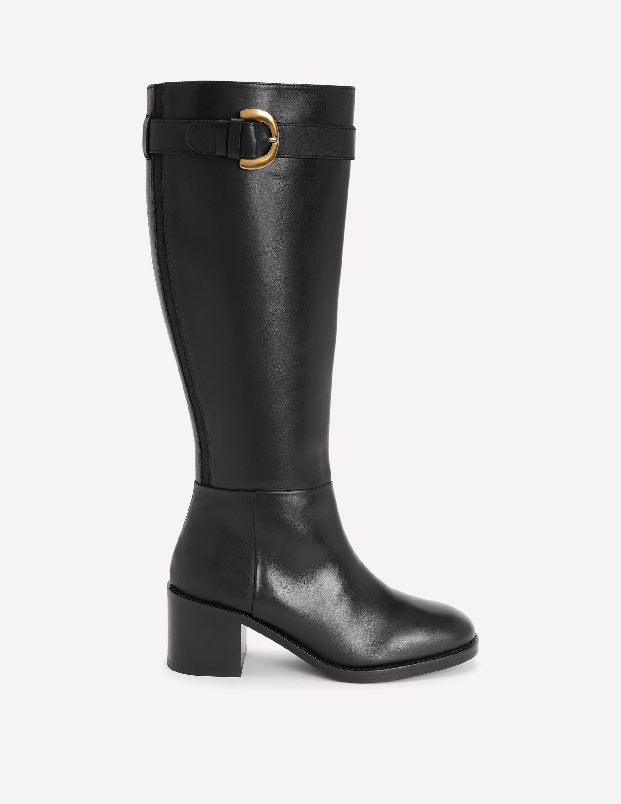 Buckle Detail Knee Boots-Black