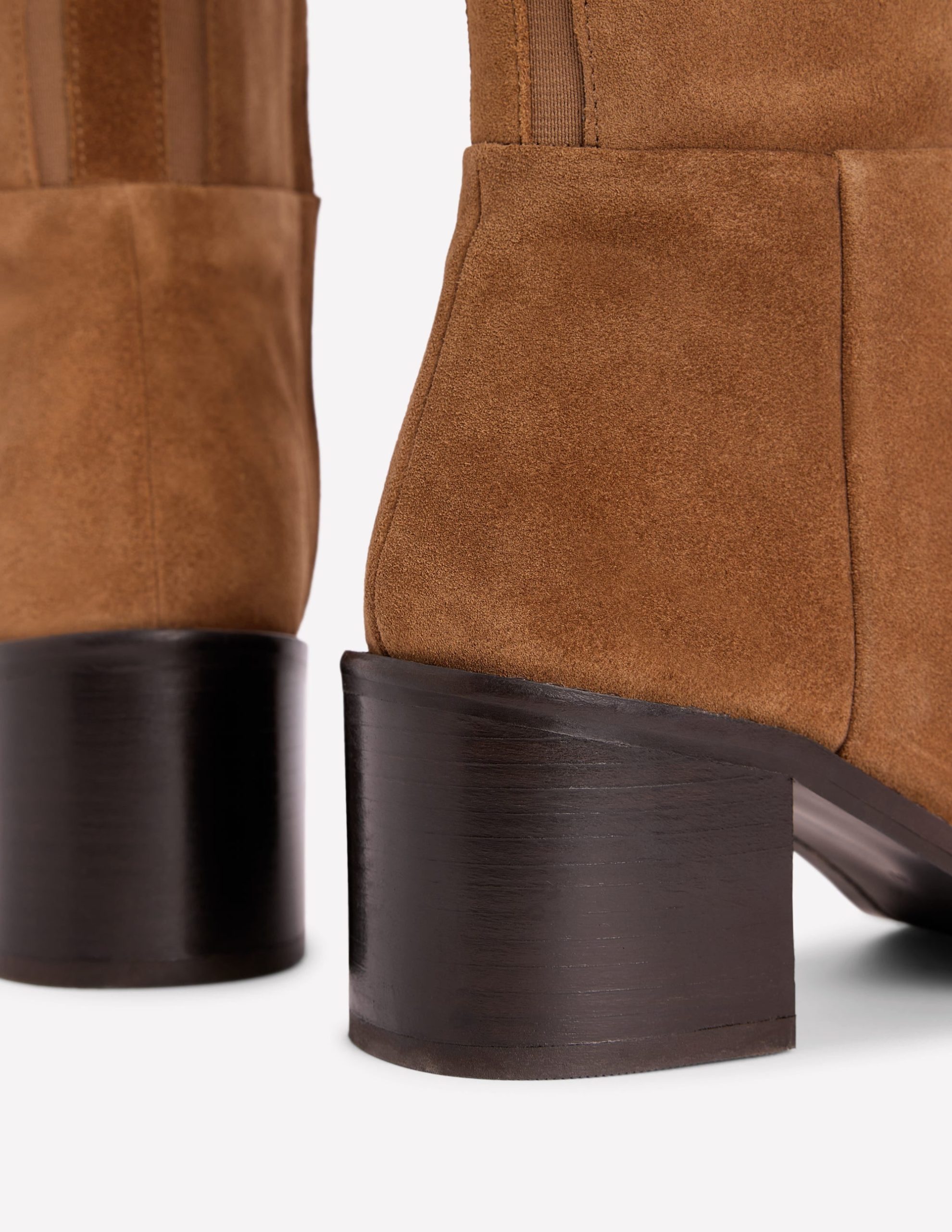 Buckle Detail Knee Boots-Cognac Suede - Image 4