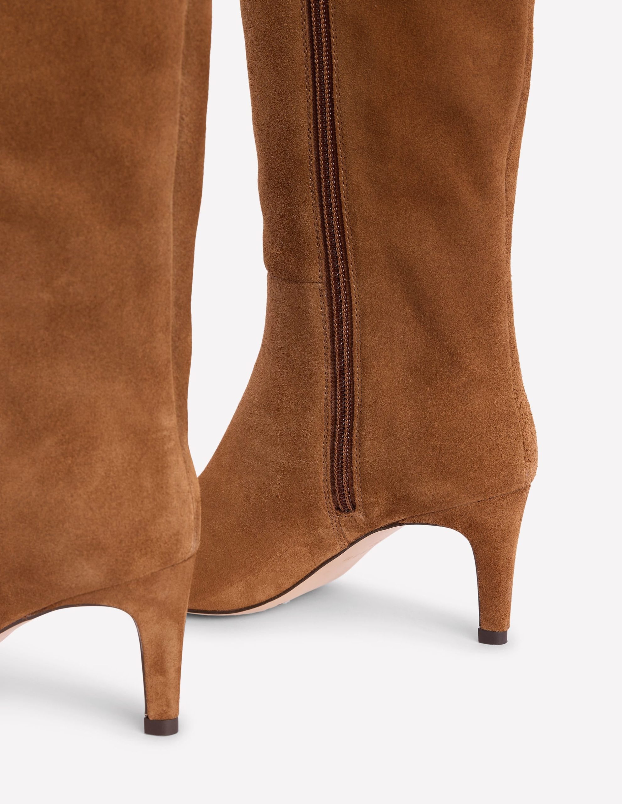Straight Leg Heeled Boots-Cognac Suede - Image 4