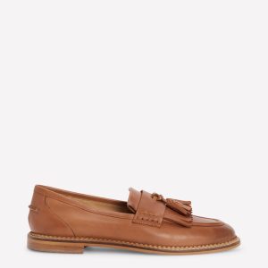 Nya Ghillie Flat Loafers-Tan Burnished Leather