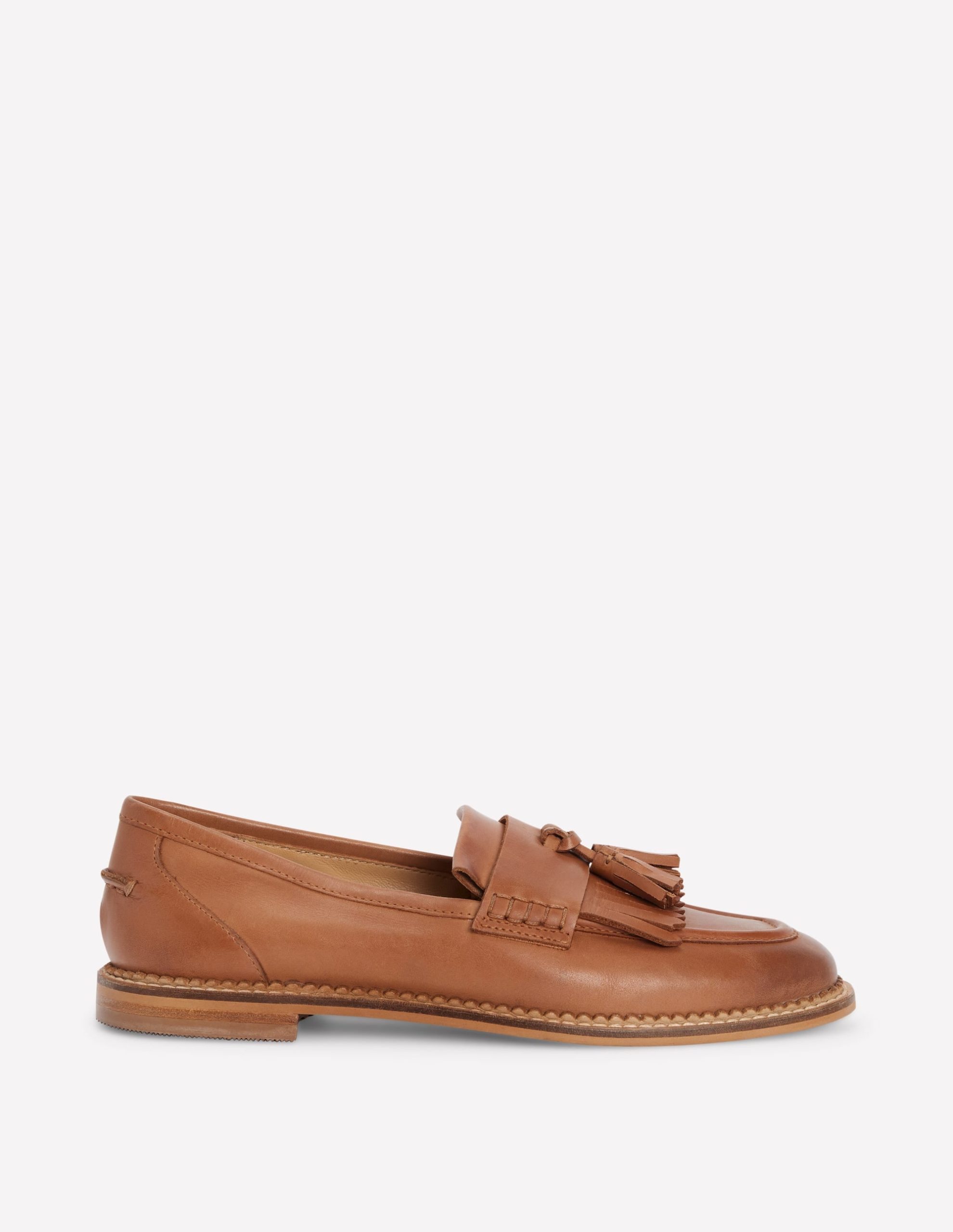 Nya Ghillie Flat Loafers-Tan Burnished Leather