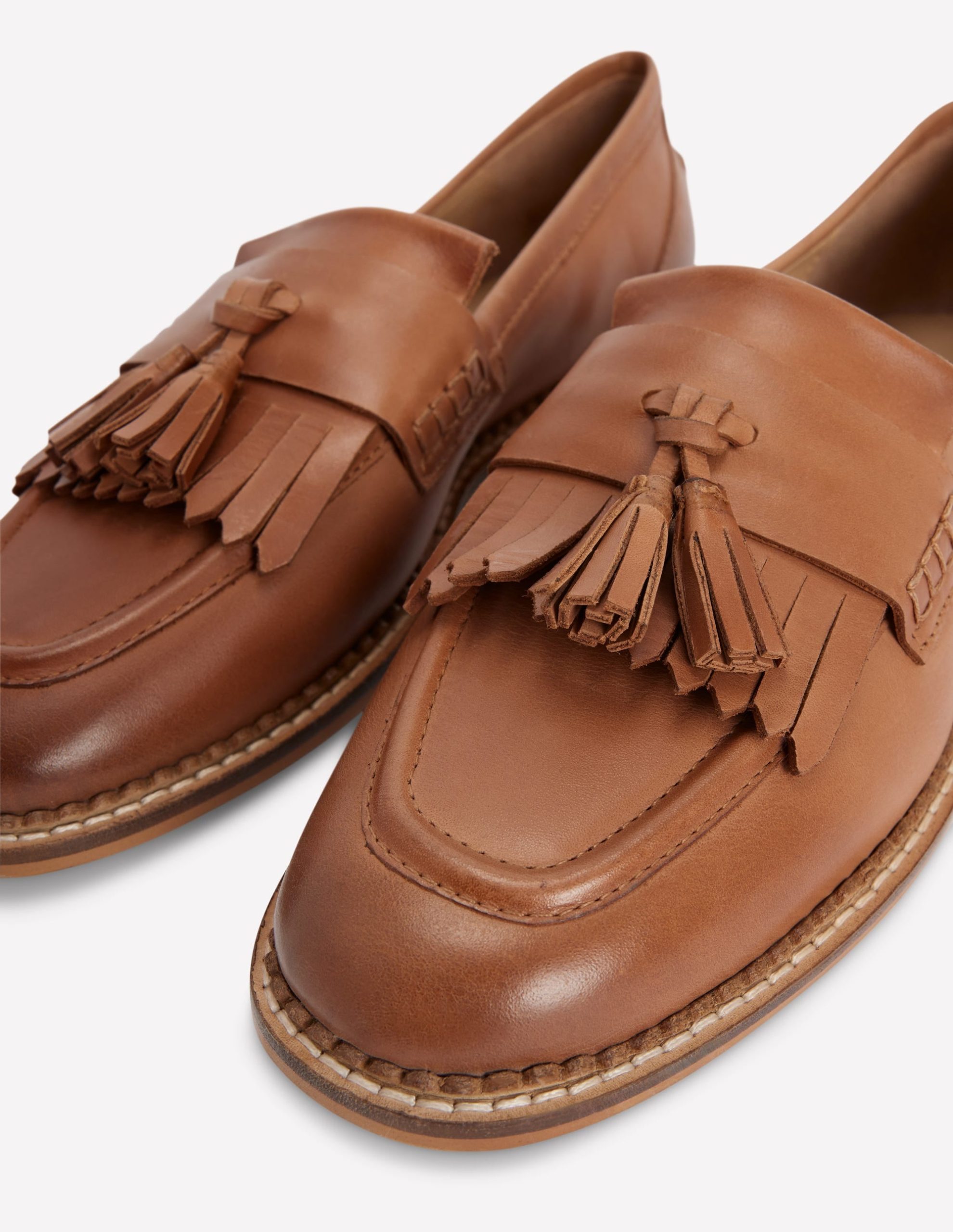 Nya Ghillie Flat Loafers-Tan Burnished Leather - Image 4