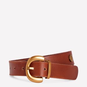 Stud Buckle Belt-Dark Tan