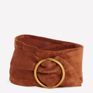 Wide Ring Waist Belt-Tan Suede