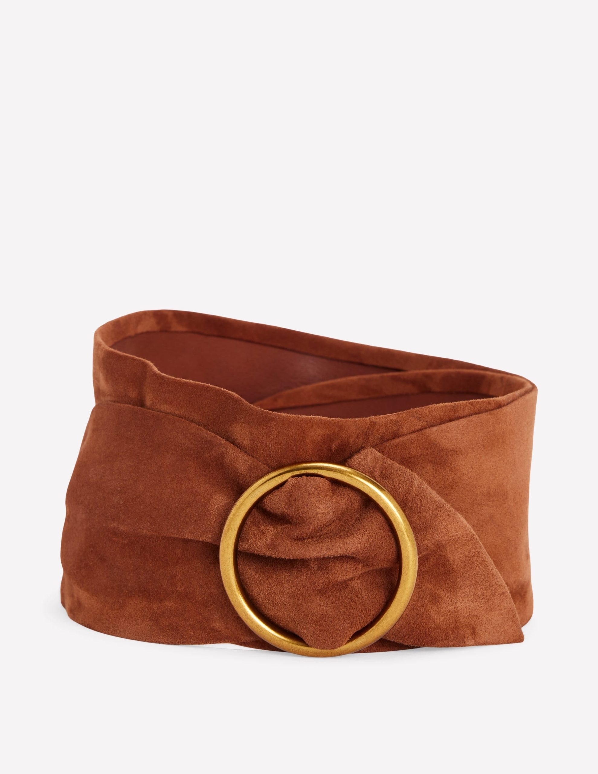 Wide Ring Waist Belt-Tan Suede