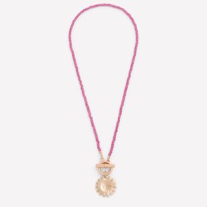 Bead Metal Necklace-Pink