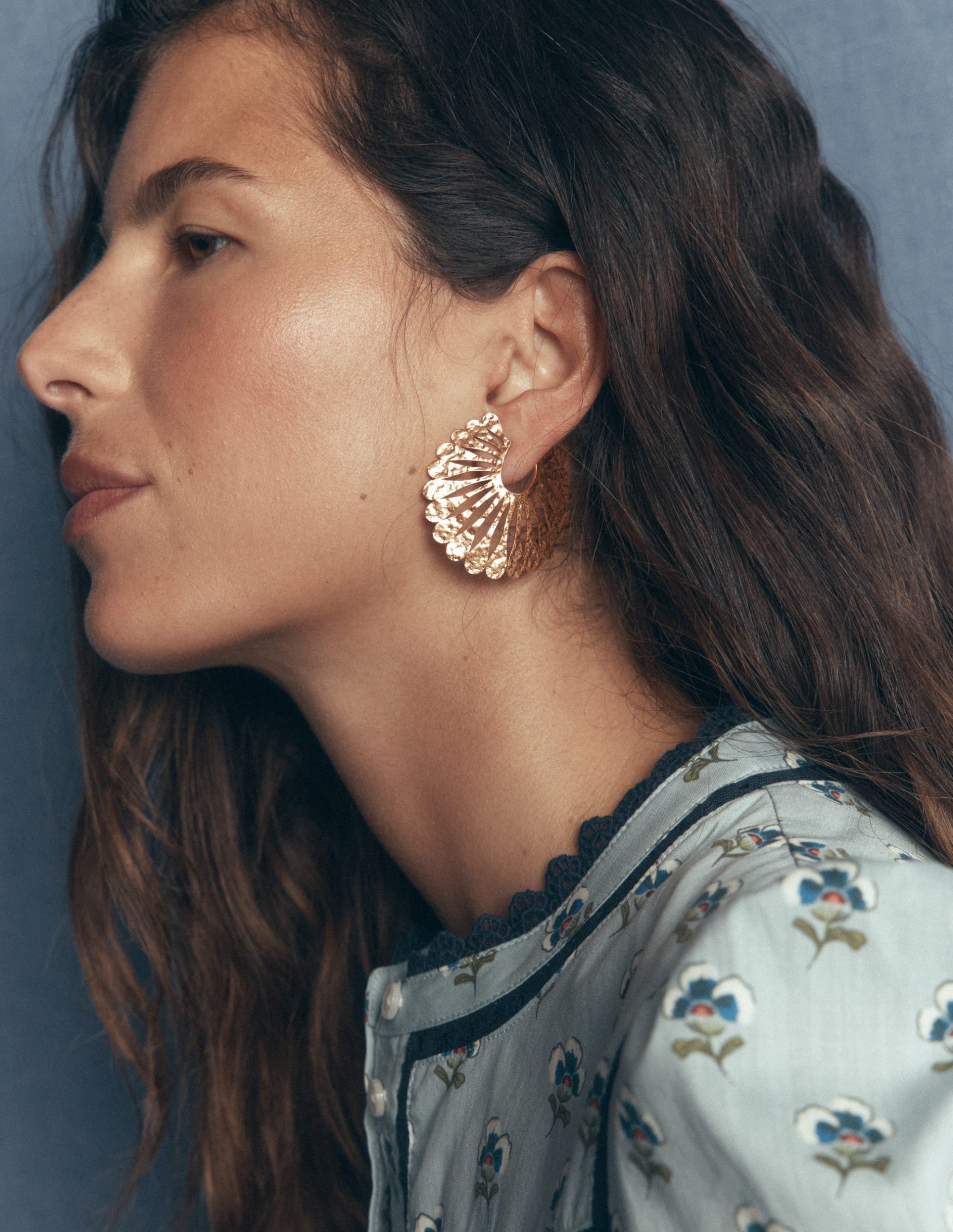 Statement Hammered Studs-Hoop - Image 2