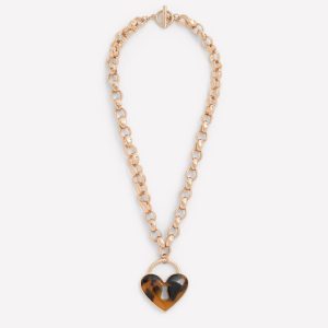 Chunky Love Lock Necklace-Tort