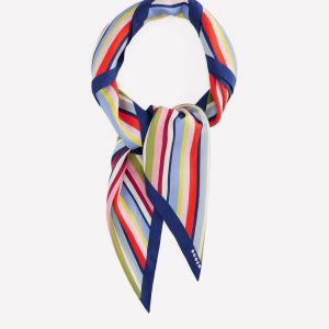Elisabeth Large Silk Scarf-Multi. Diagonal Rainbow Stripe