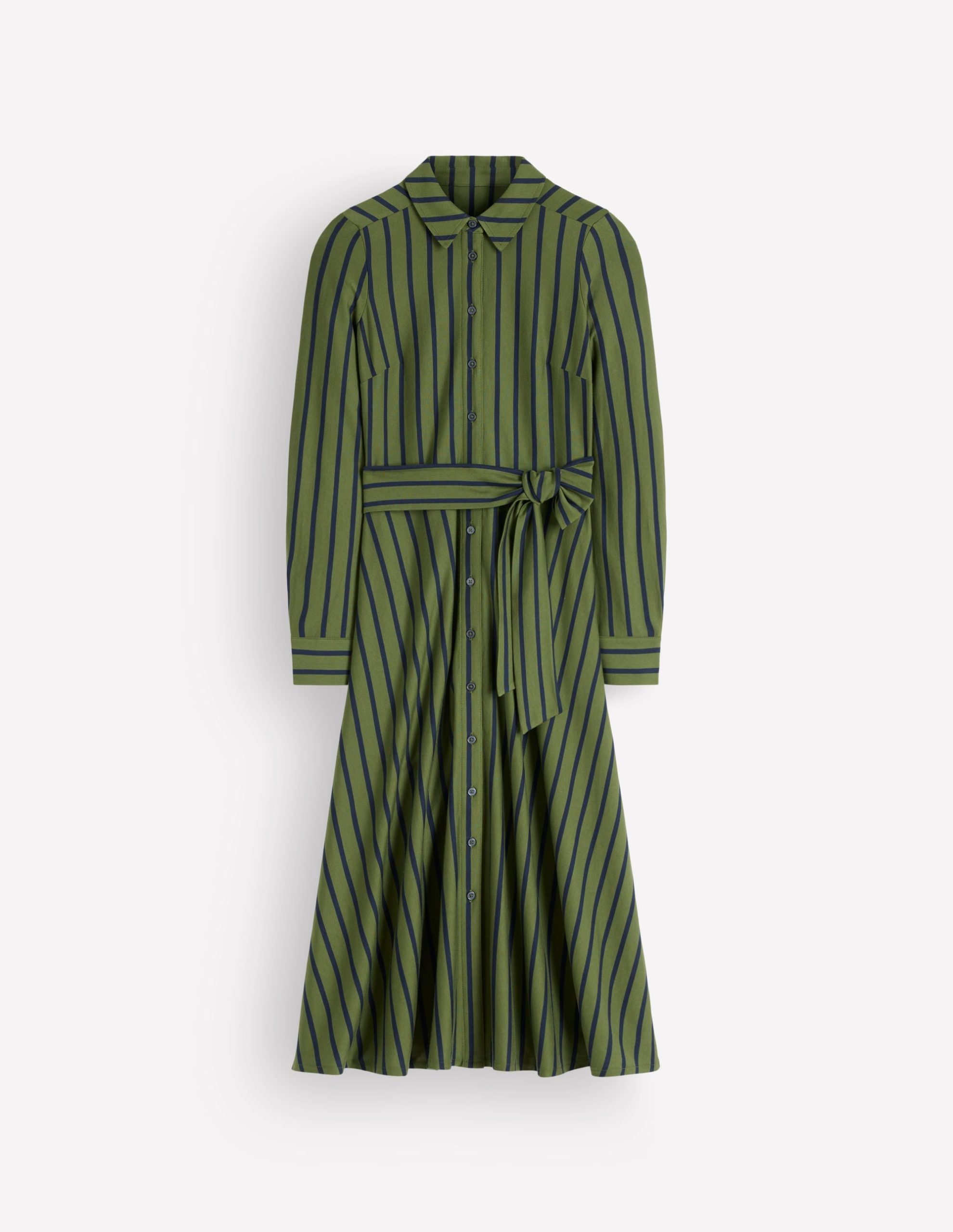 Marcia Jersey Shirt Dress-Chive and Navy Stripe - Image 6