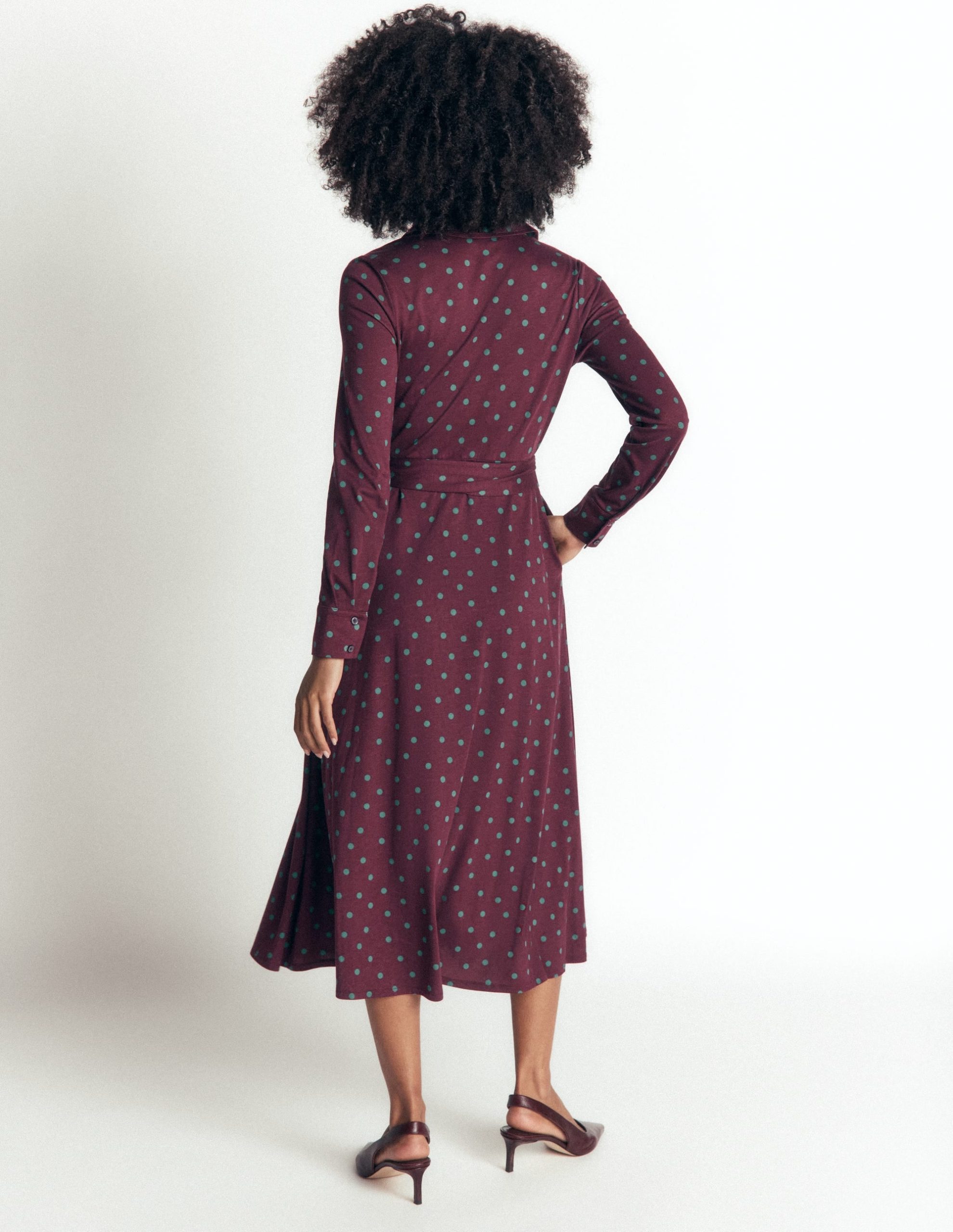 Marcia Jersey Shirt Dress-Dark Cherry. Boden Spot - Image 3
