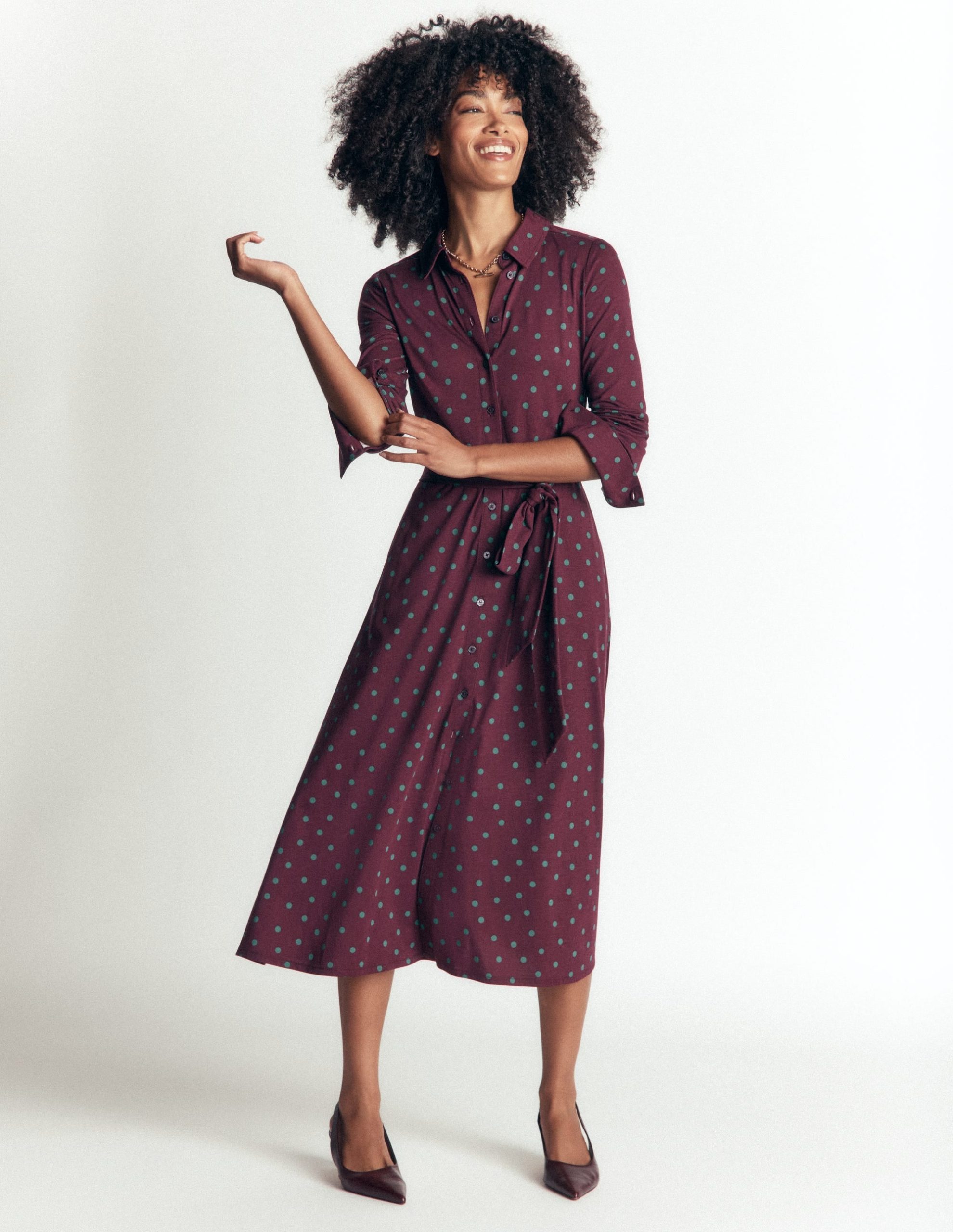 Marcia Jersey Shirt Dress-Dark Cherry. Boden Spot - Image 4