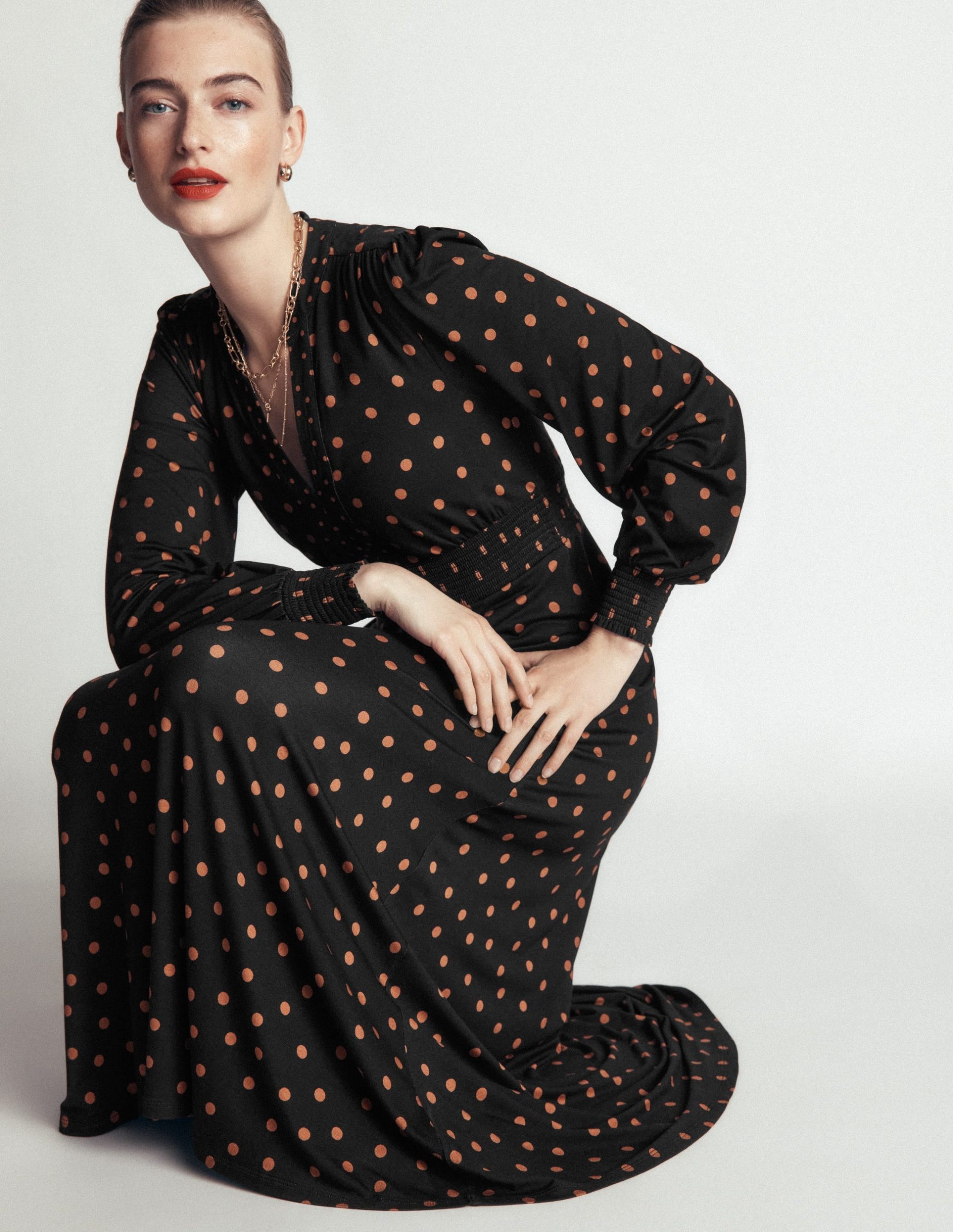 Georgia Jersey Midi Dress-Black. Boden Spot