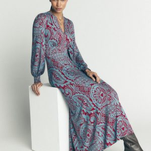Georgia Jersey Midi Dress-Delphinum Blue. Botanical