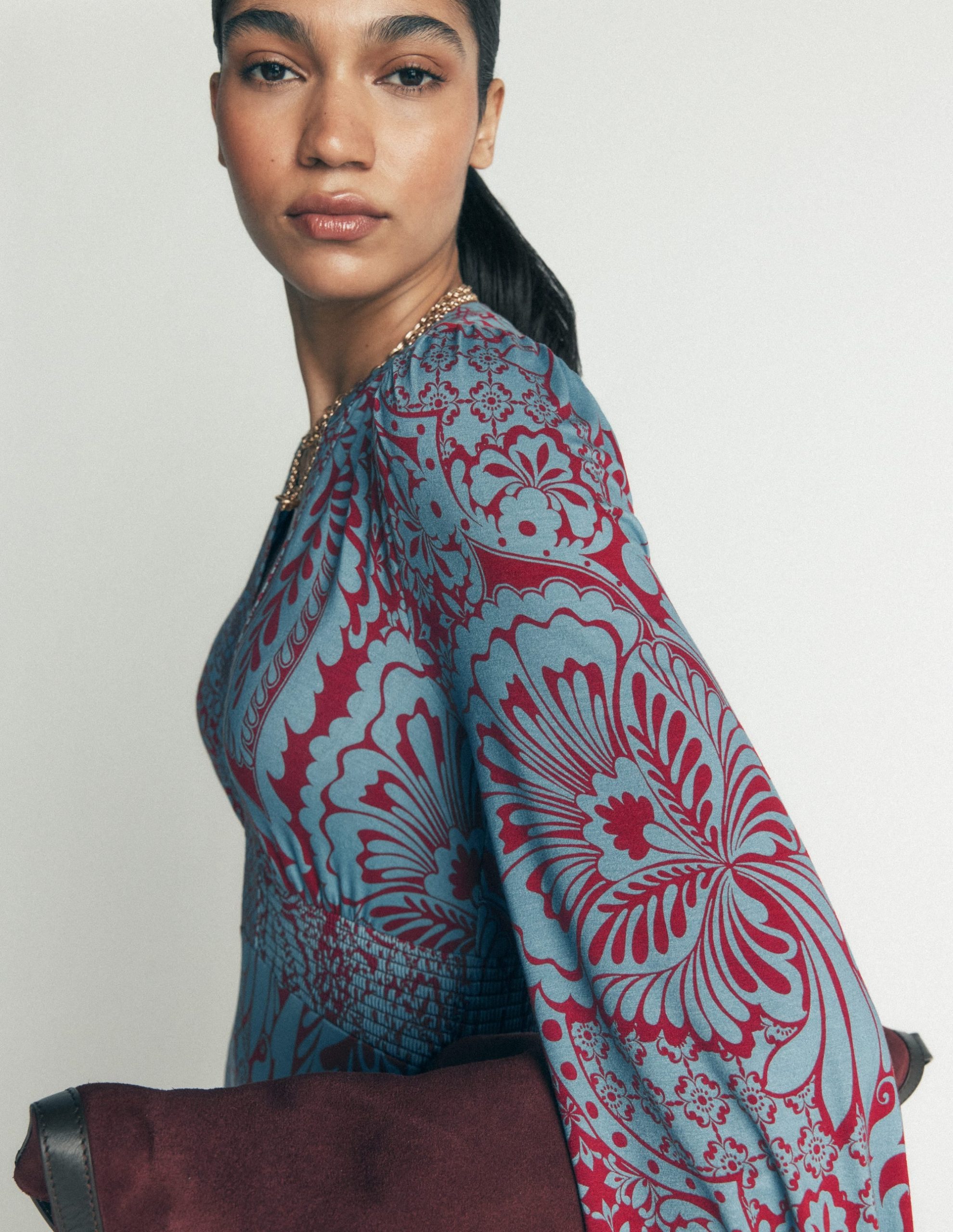 Georgia Jersey Midi Dress-Delphinum Blue. Botanical - Image 3