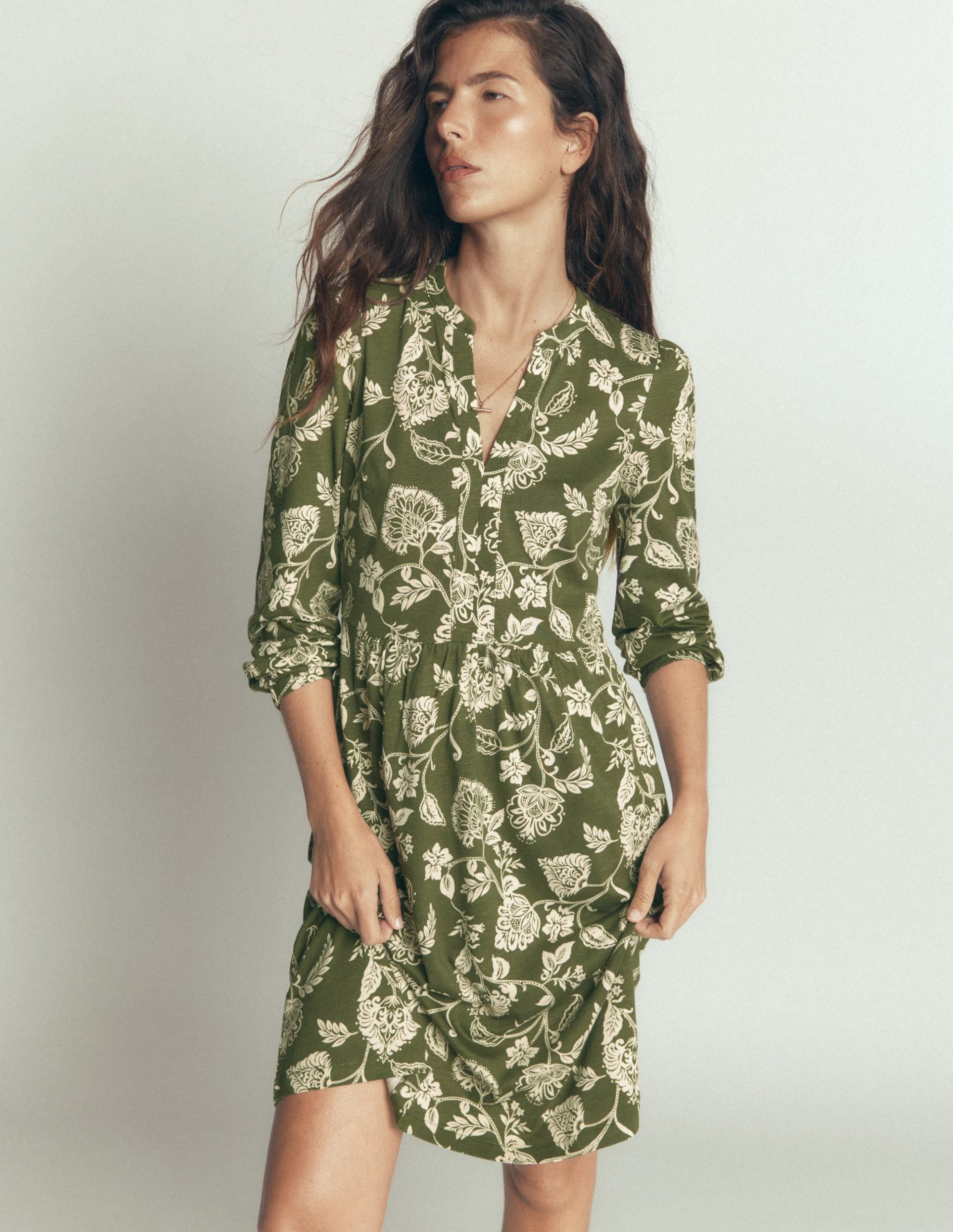 Naomi Relaxed Jersey Dress-Forest Green. Planted Meadows
