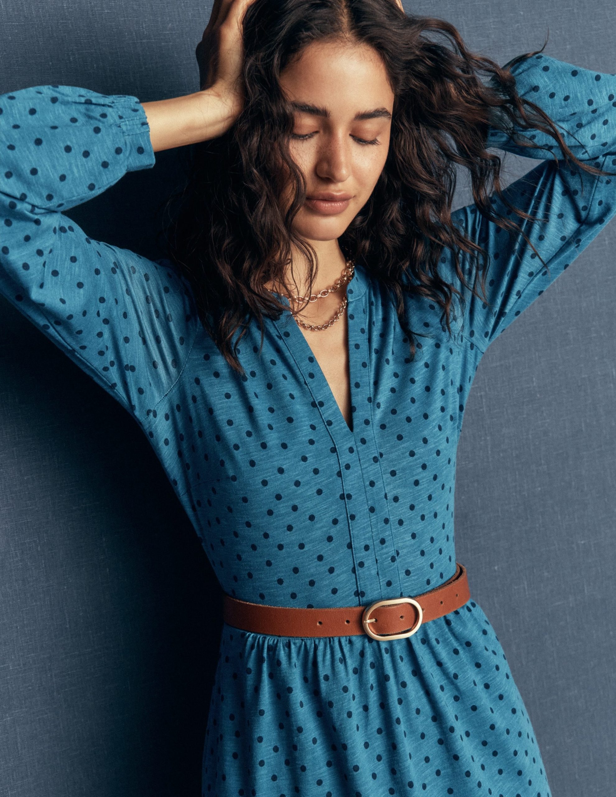 Naomi Relaxed Jersey Dress-Storm Blue. Boden Spot - Image 2