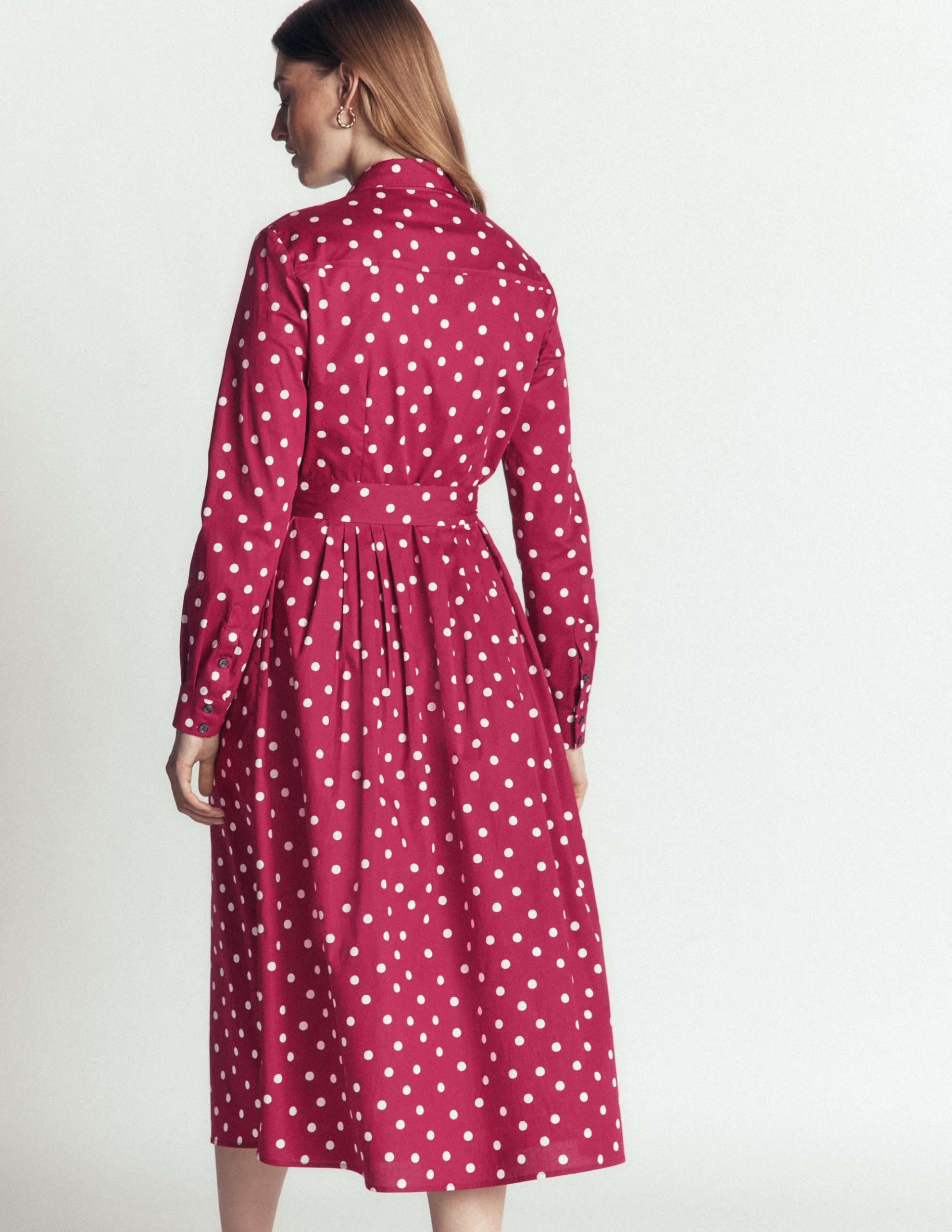 Alexa Cotton Midi Shirt Dress-Ruby Red. Boden Spot - Image 4