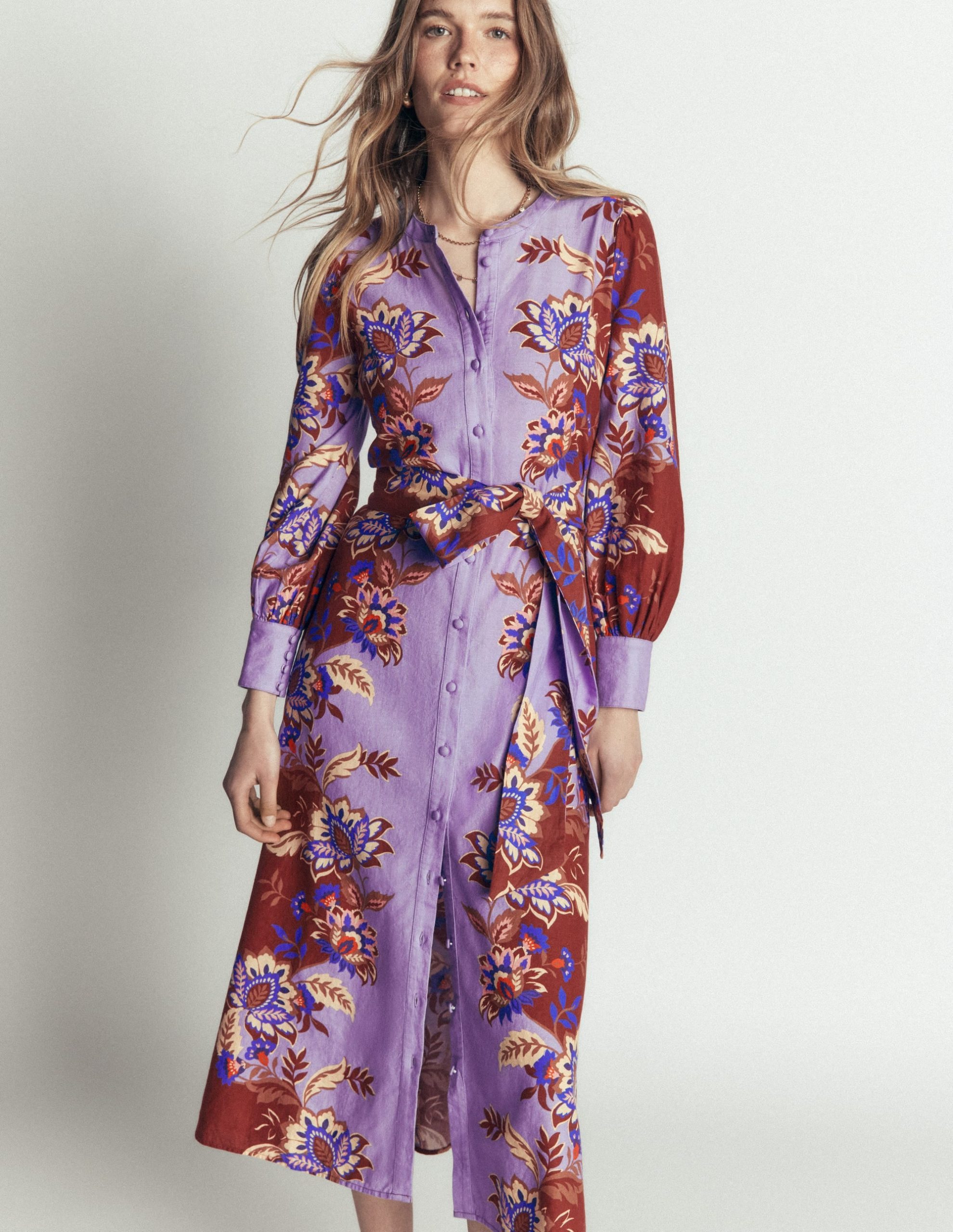 Blouson Sleeve Occasion Dress-Multi. Super Bloom
