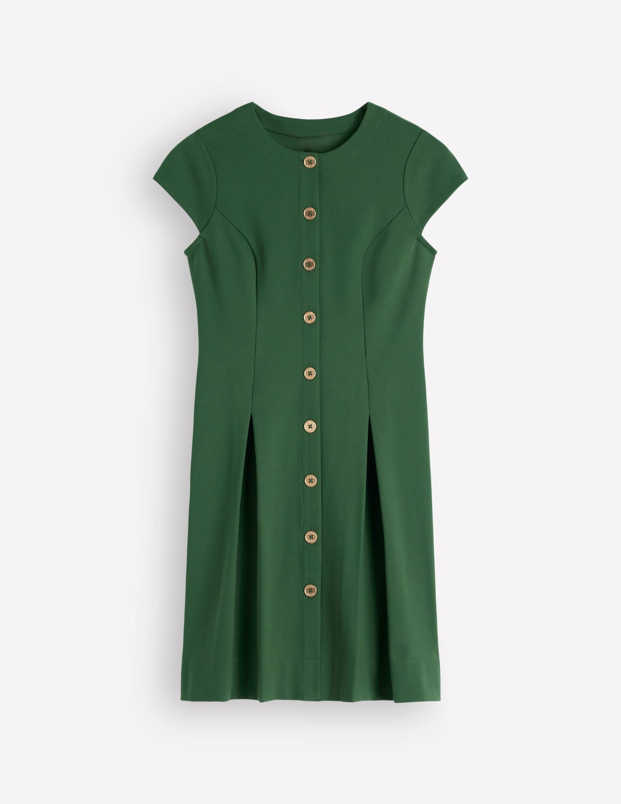 Short Pleated Ponte Dress-Hunter Green - Image 4