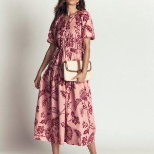 Draw Waist Cotton Dress-Chalk Pink. Planted Meadows