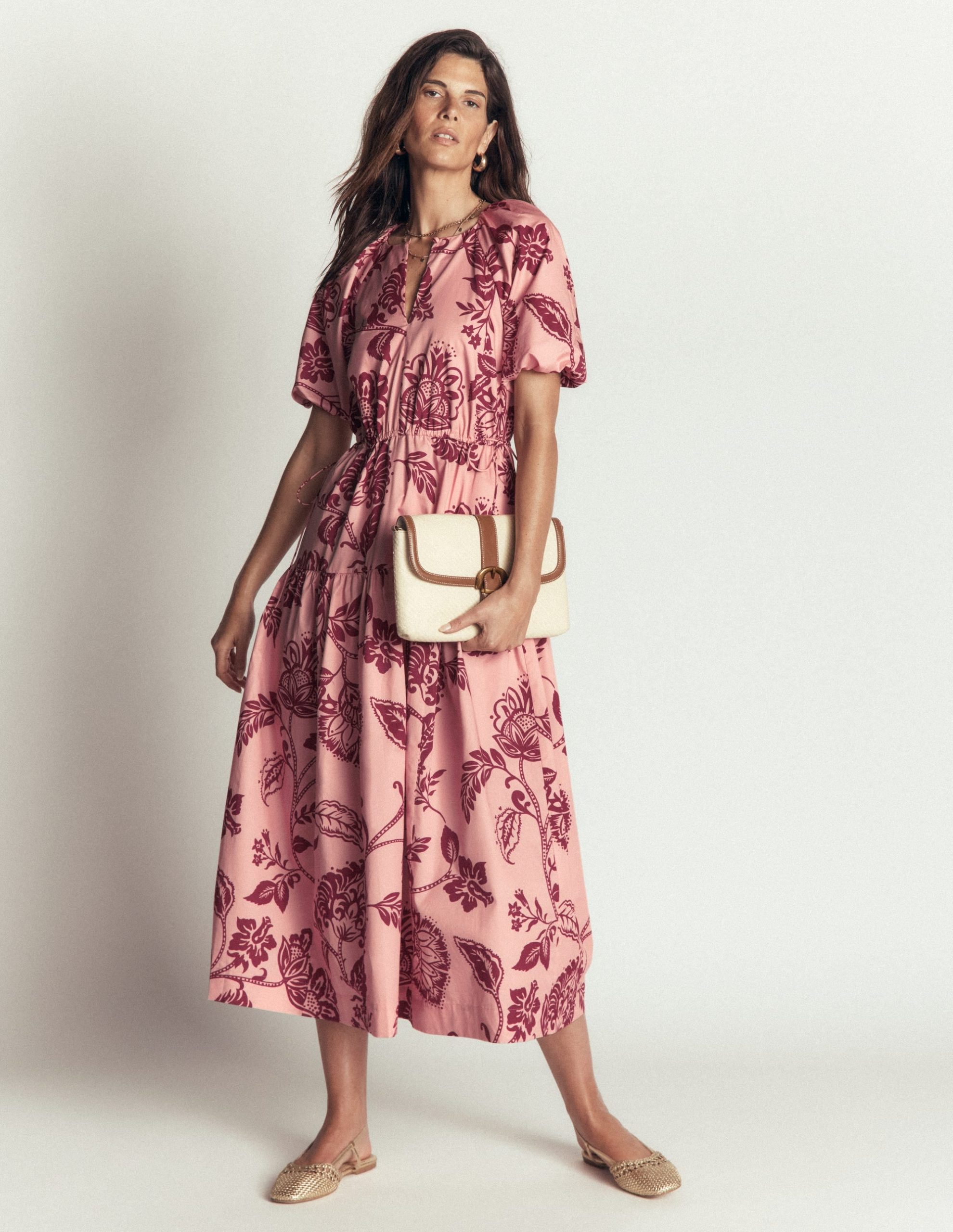 Draw Waist Cotton Dress-Chalk Pink. Planted Meadows
