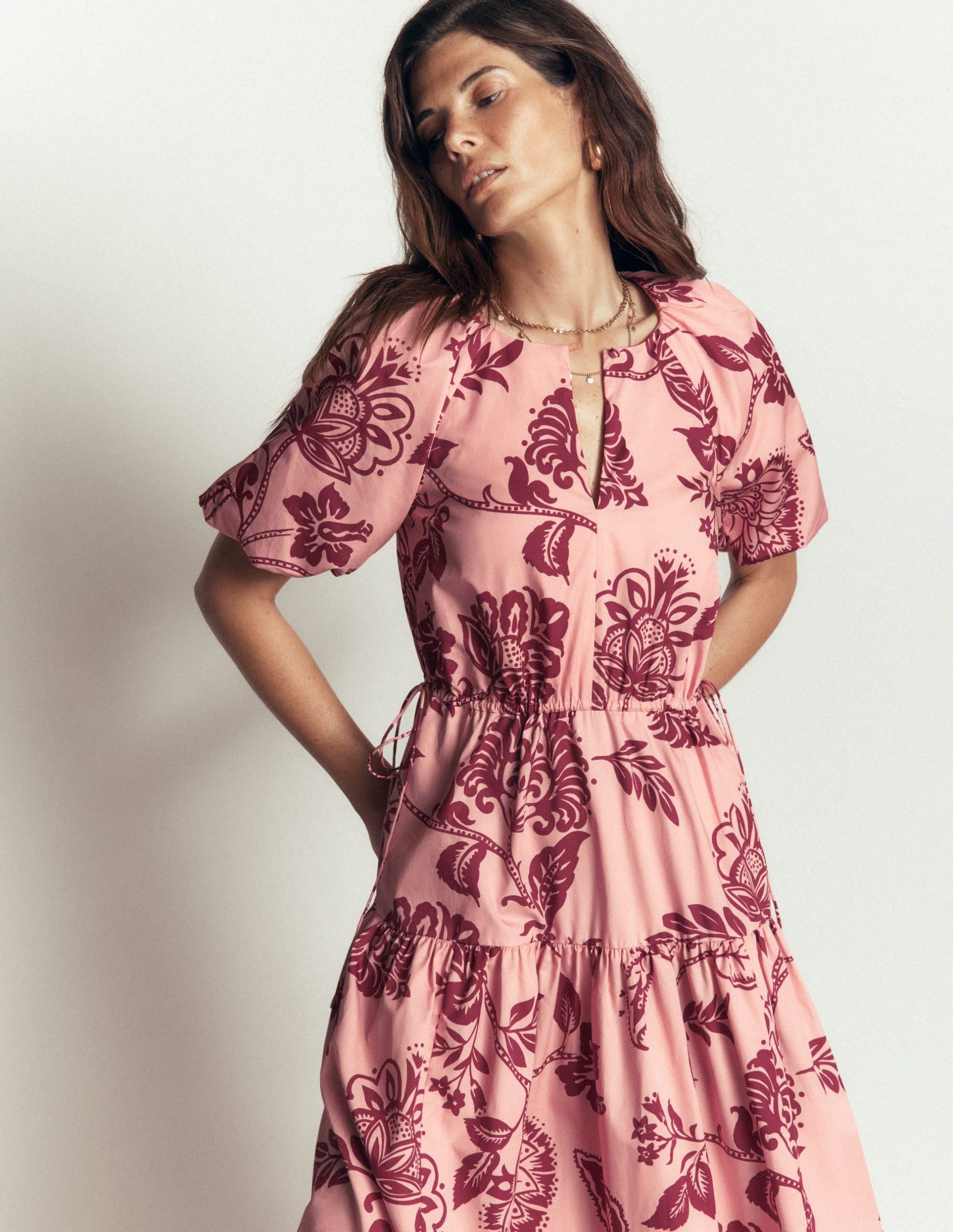 Draw Waist Cotton Dress-Chalk Pink. Planted Meadows - Image 2