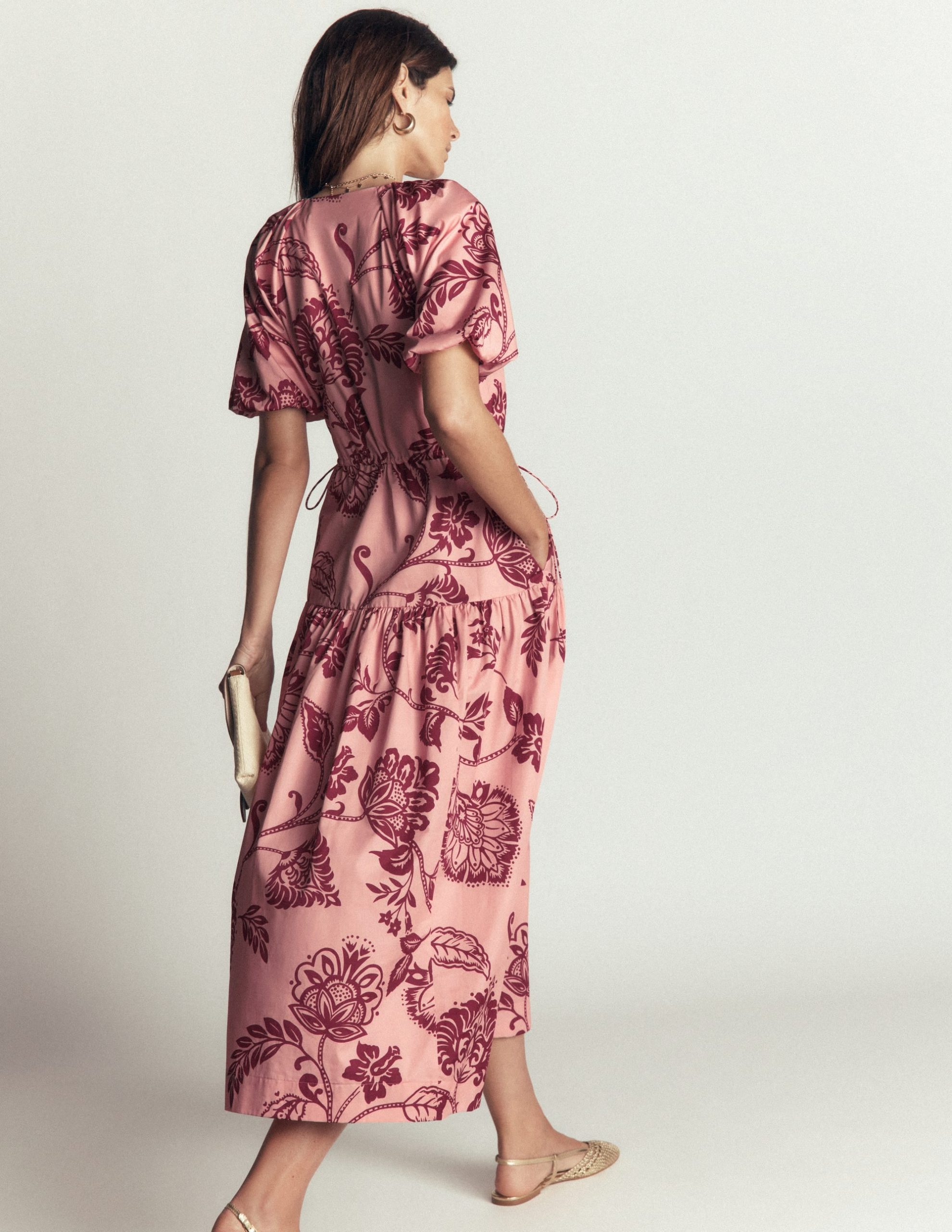 Draw Waist Cotton Dress-Chalk Pink. Planted Meadows - Image 3