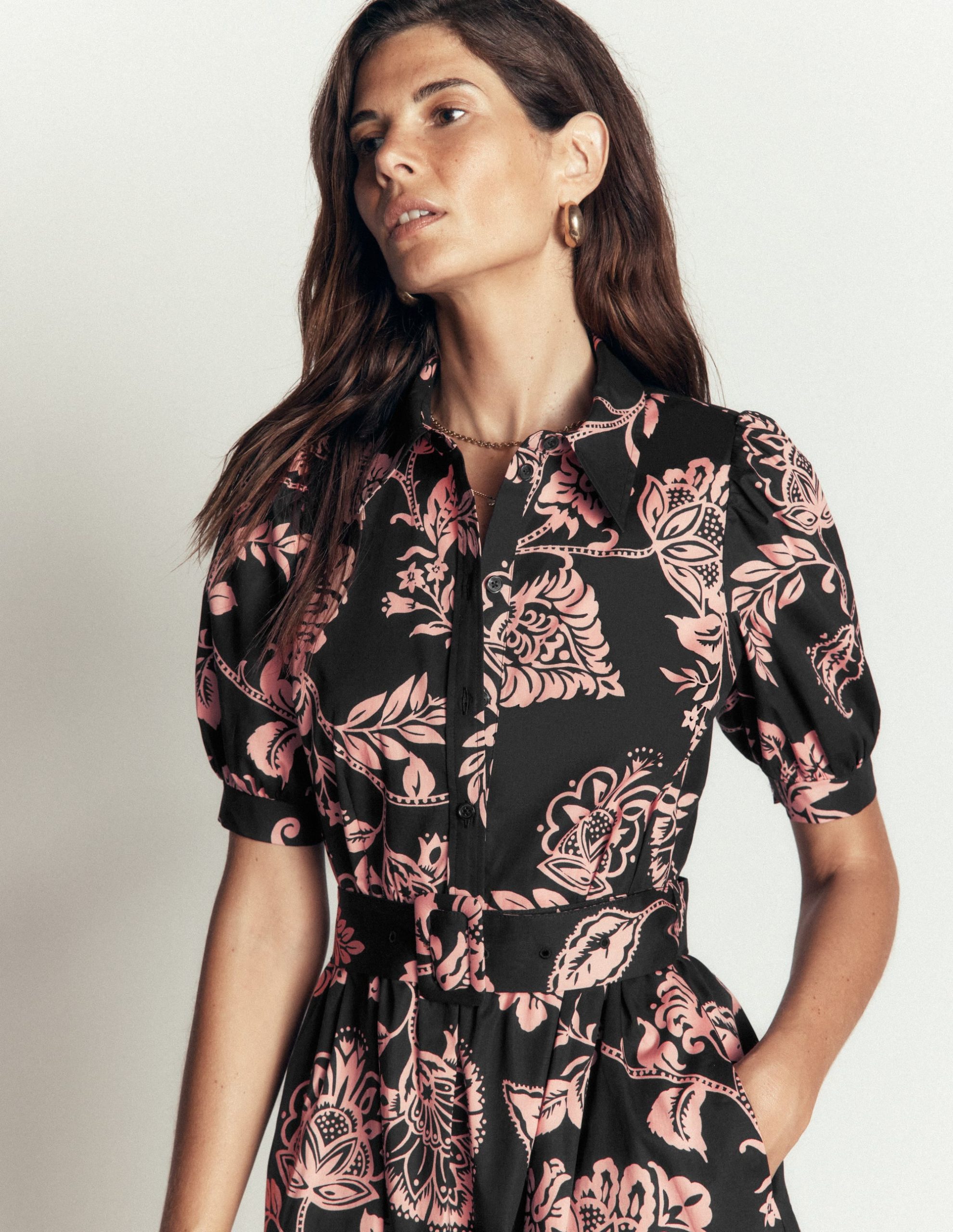 Belted Cotton Midi Dress-Black. Planted Meadows - Image 2
