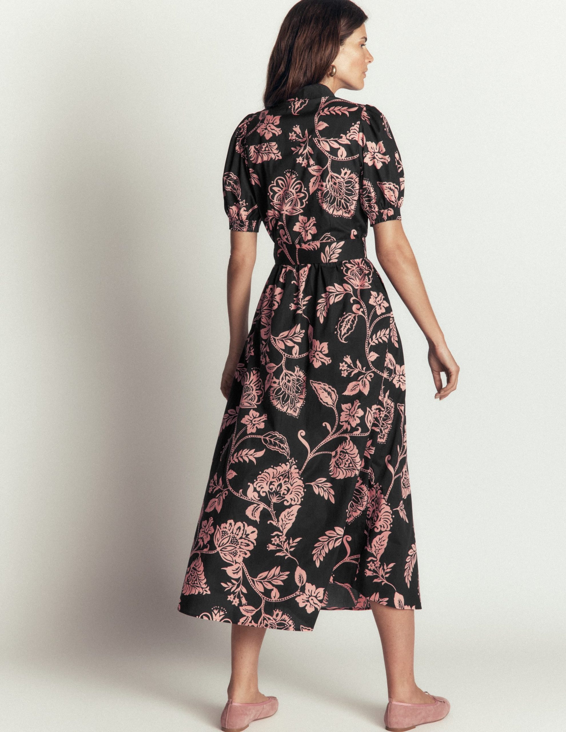 Belted Cotton Midi Dress-Black. Planted Meadows - Image 3