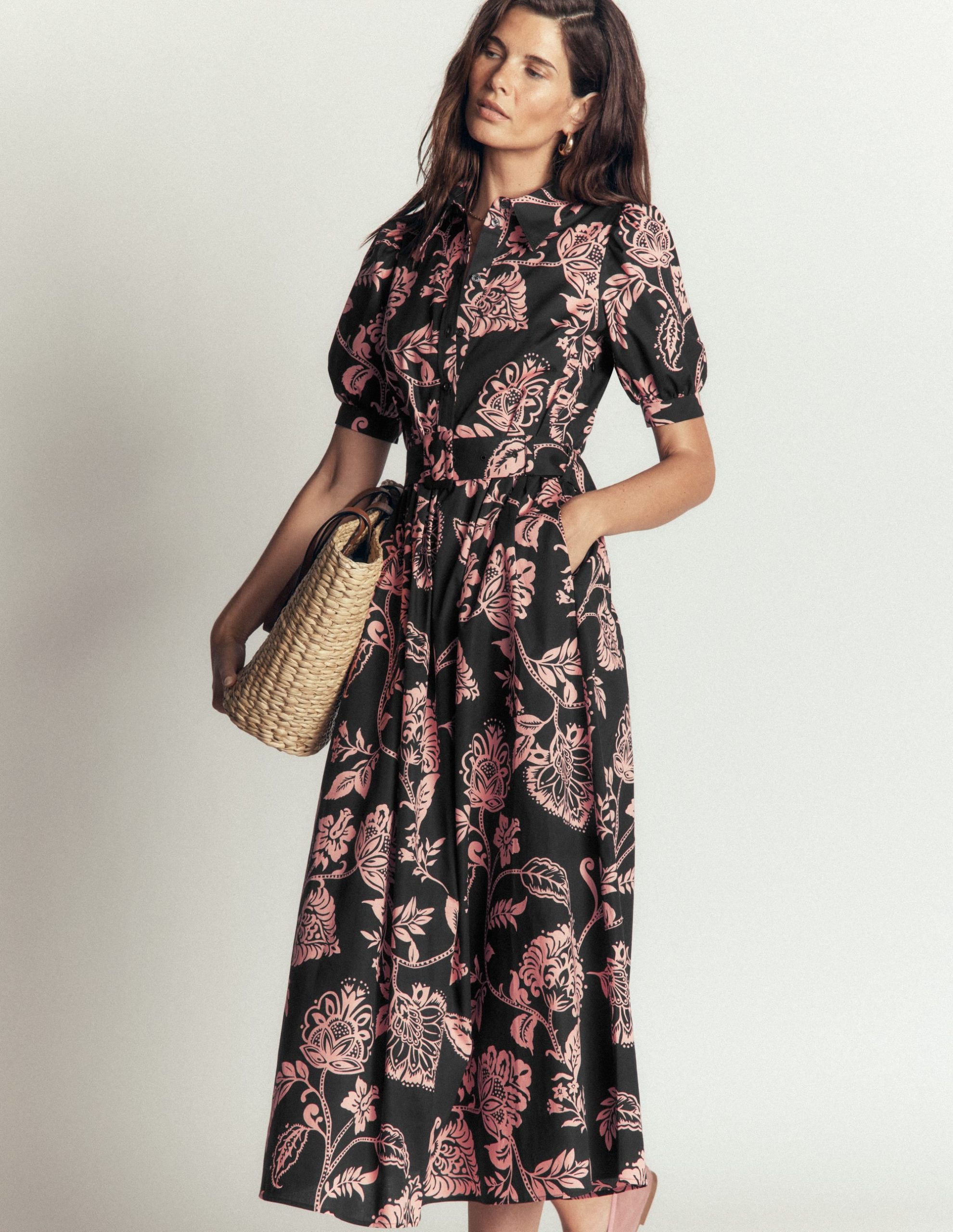 Belted Cotton Midi Dress-Black. Planted Meadows - Image 4