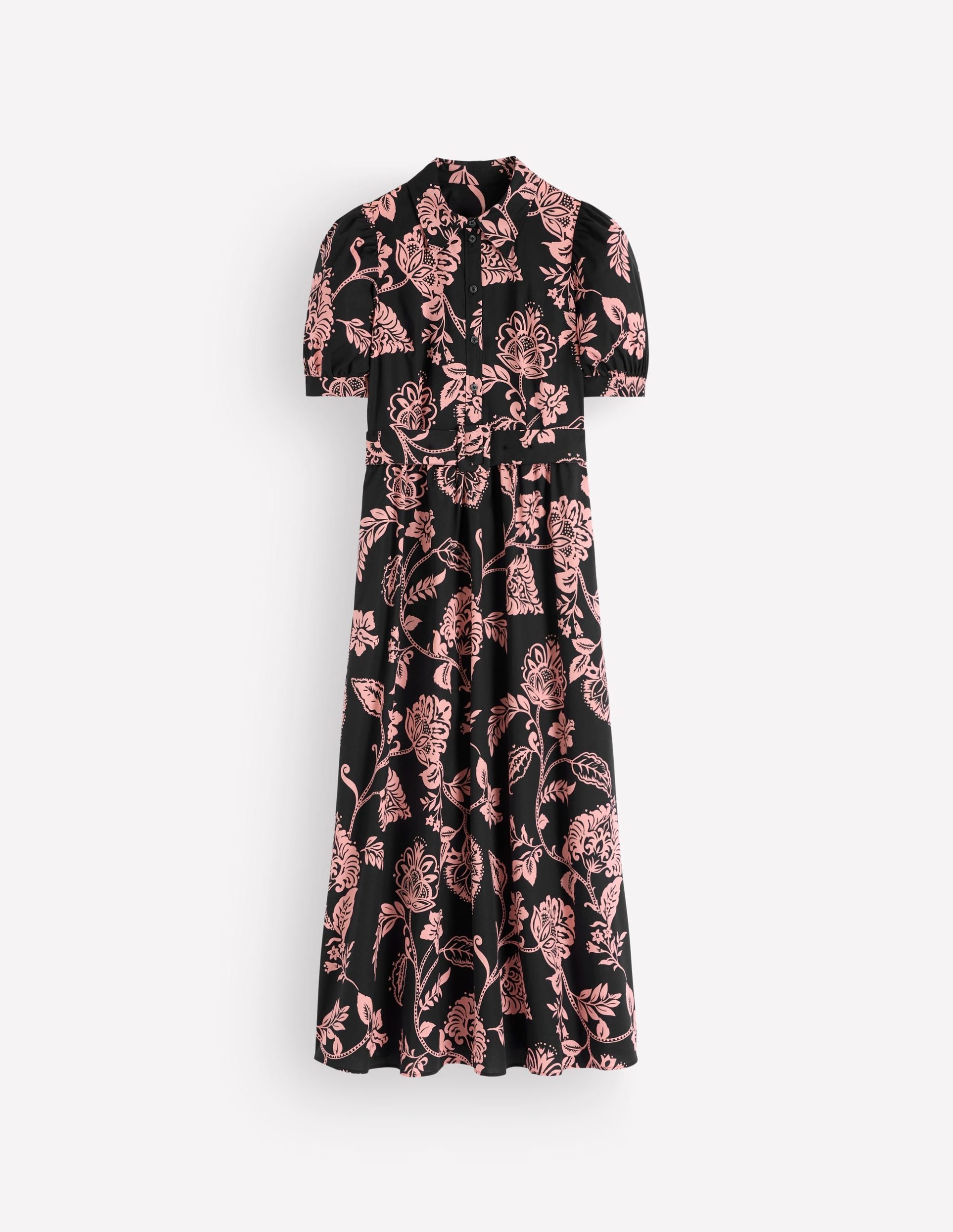 Belted Cotton Midi Dress-Black. Planted Meadows - Image 6
