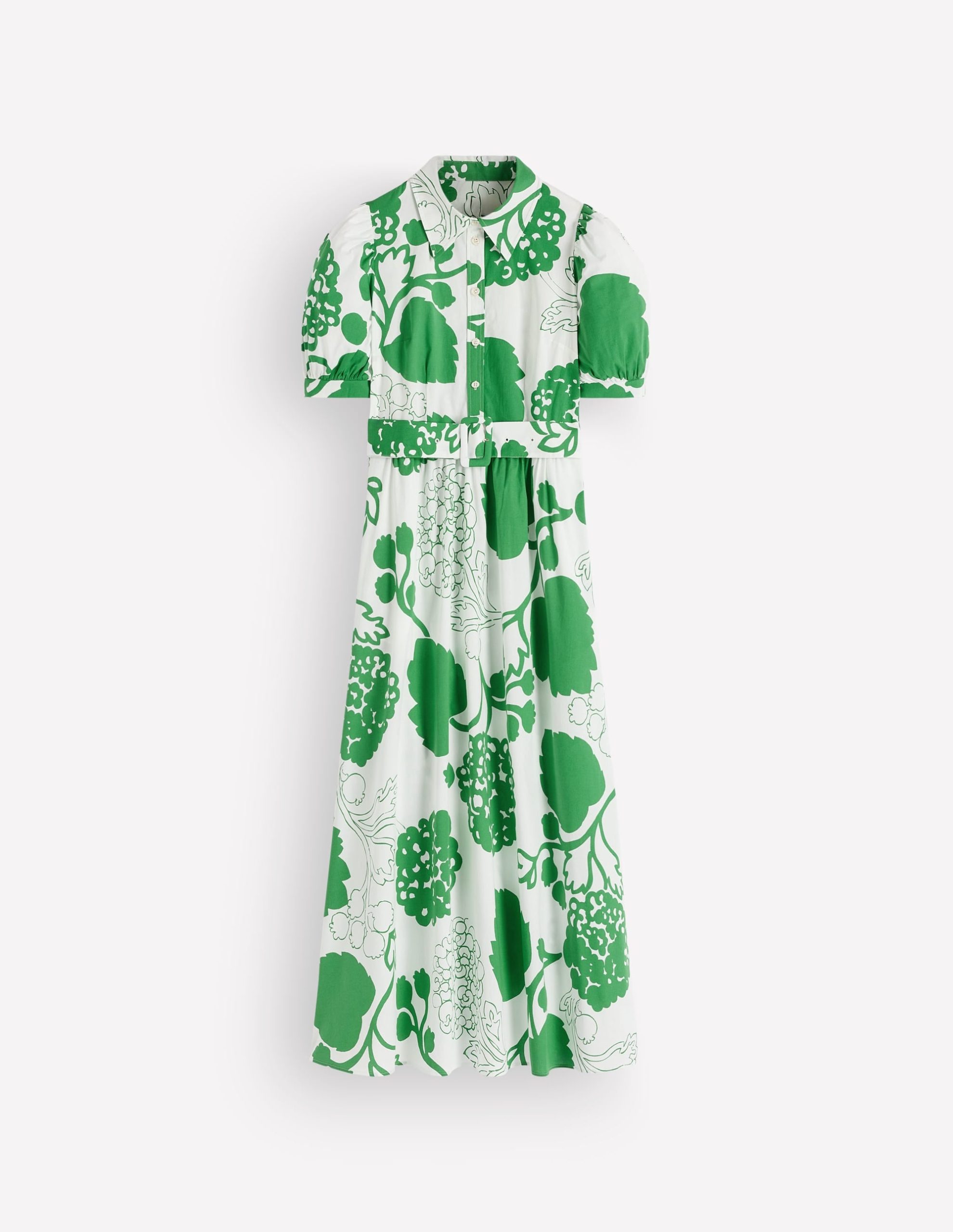 Belted Cotton Midi Dress-Ivory. Hydrangea Frenzy - Image 5