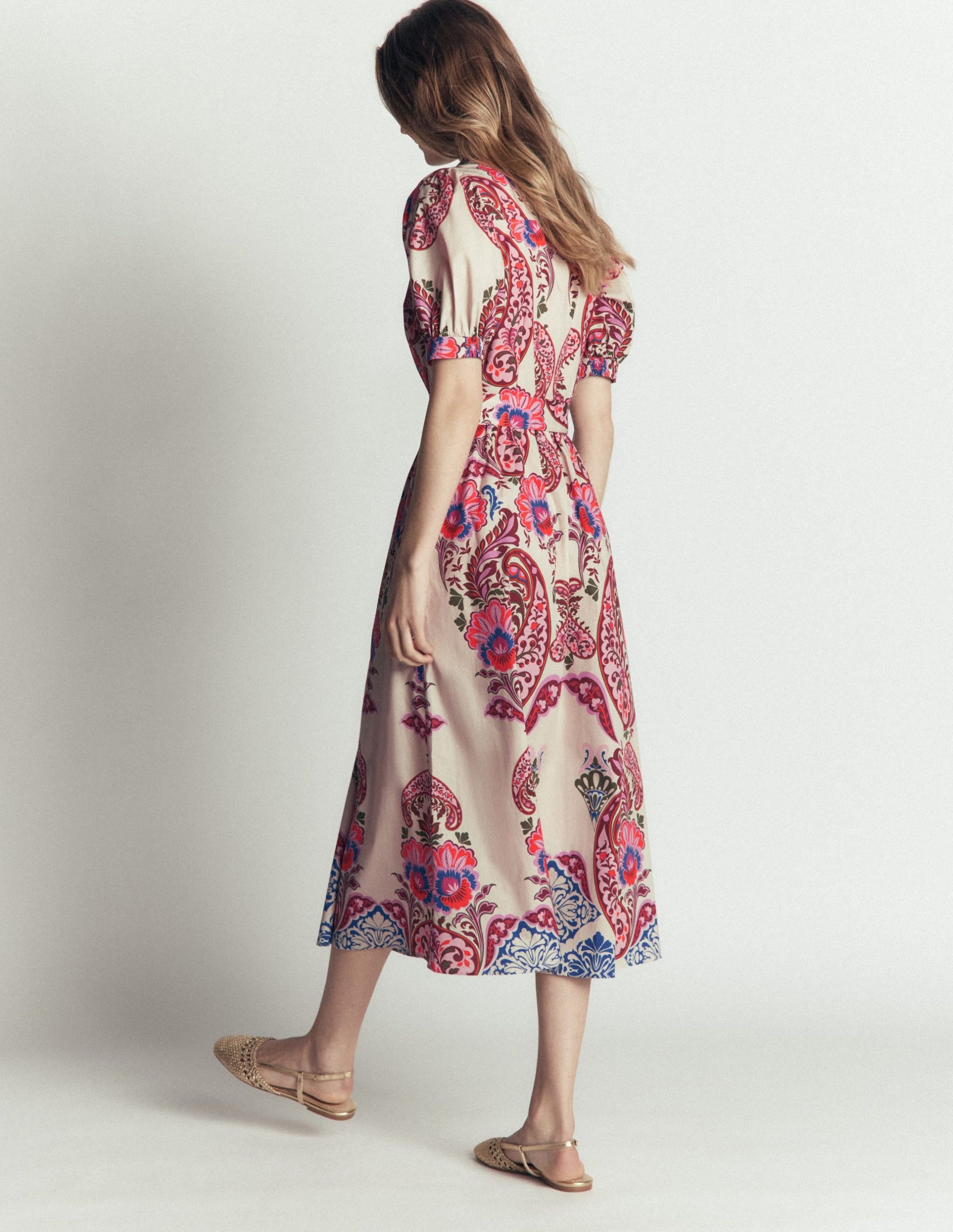 Belted Cotton Midi Dress-Multi. Bohemia Dream - Image 3