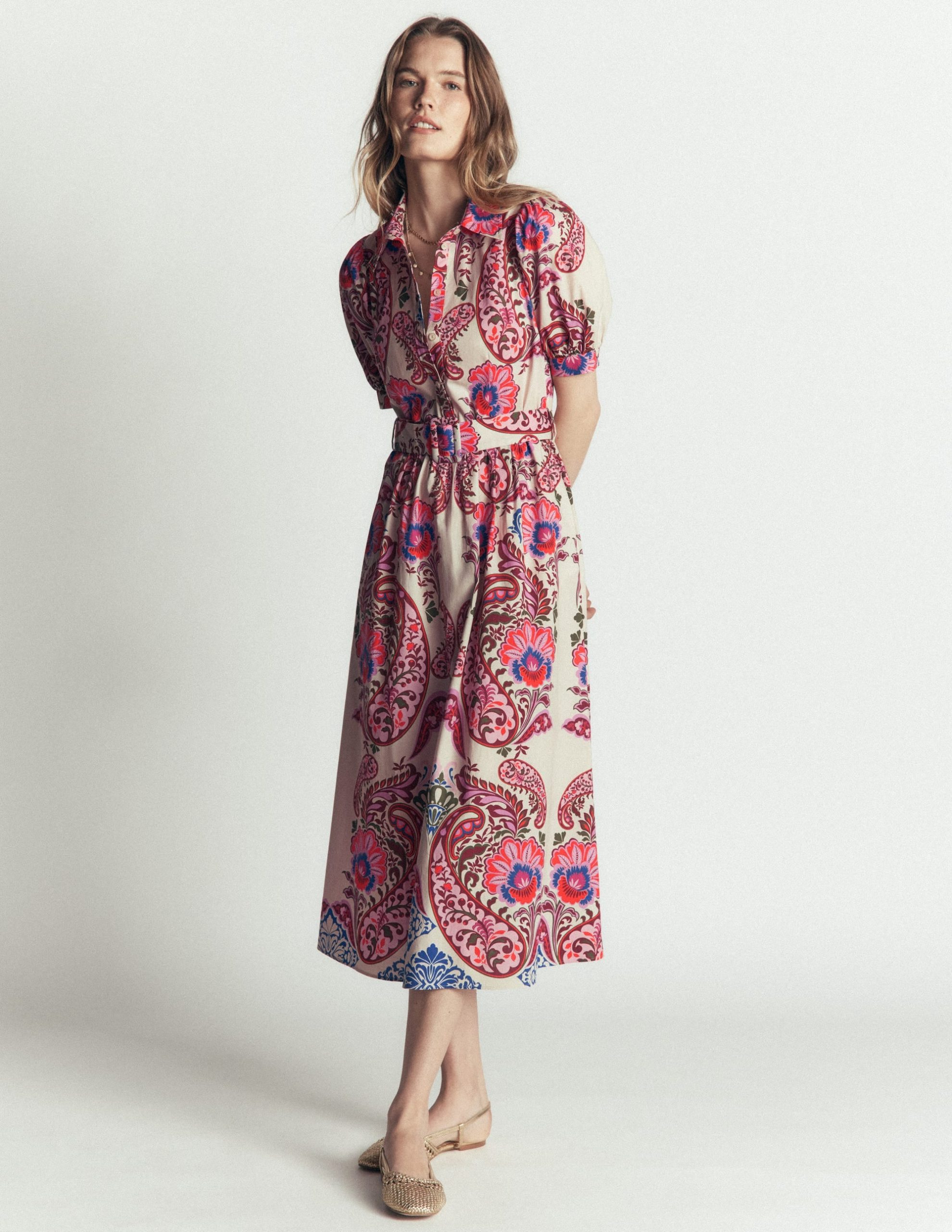 Belted Cotton Midi Dress-Multi. Bohemia Dream - Image 4