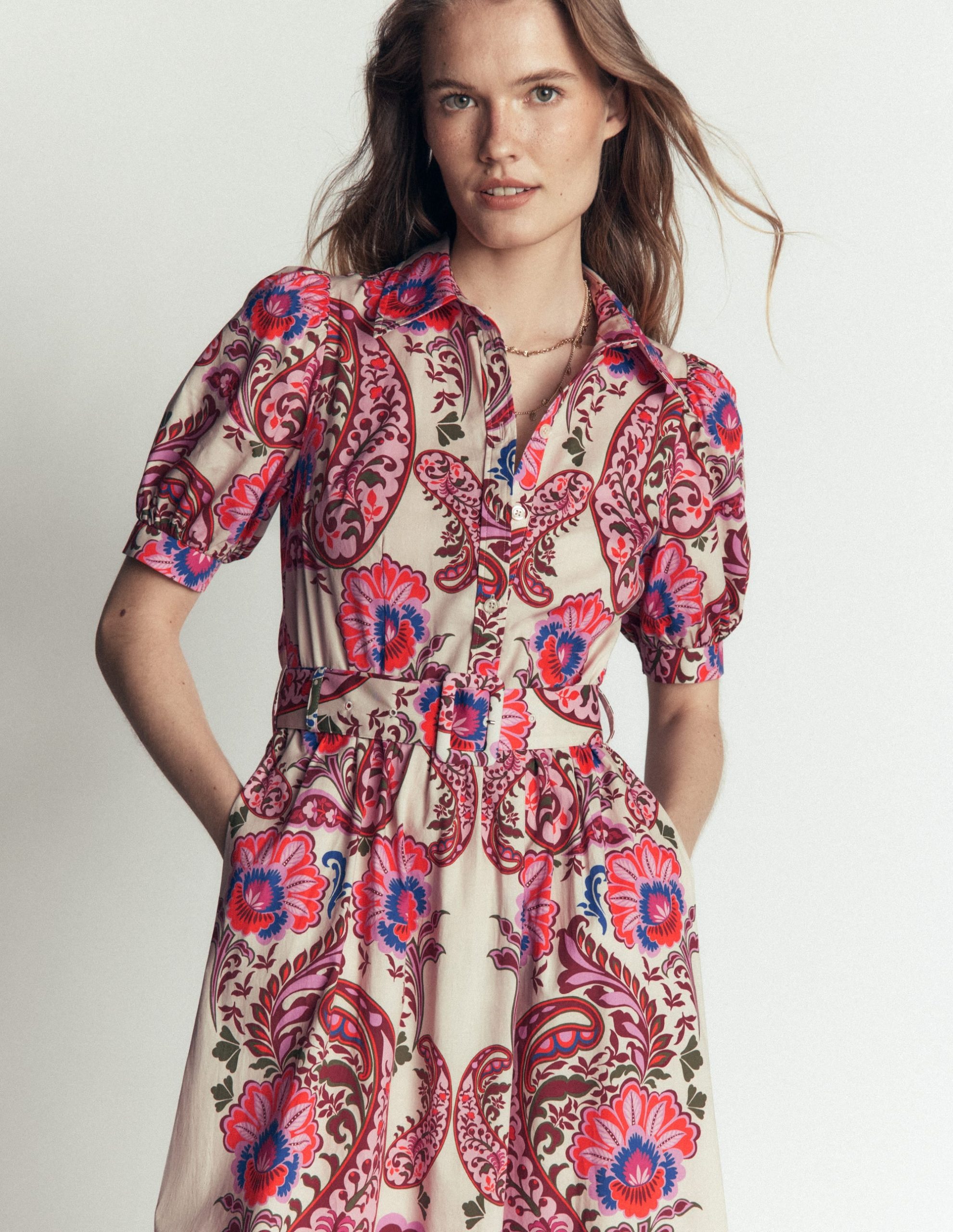 Belted Cotton Midi Dress-Multi. Bohemia Dream - Image 5